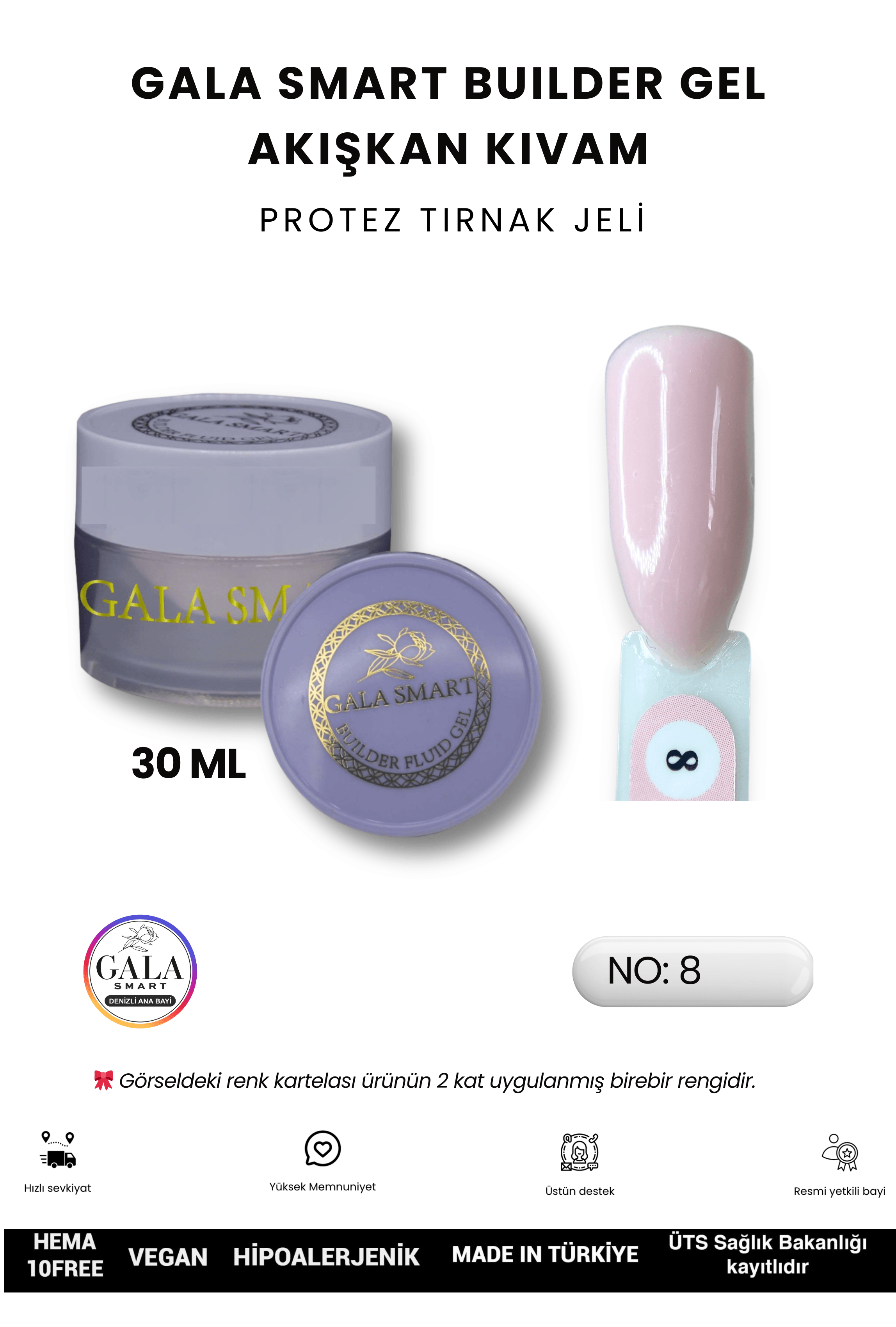 AKIŞKAN KIVAMLI GALA PROTEZ TIRNAK JELİ - 08 - 30 ML