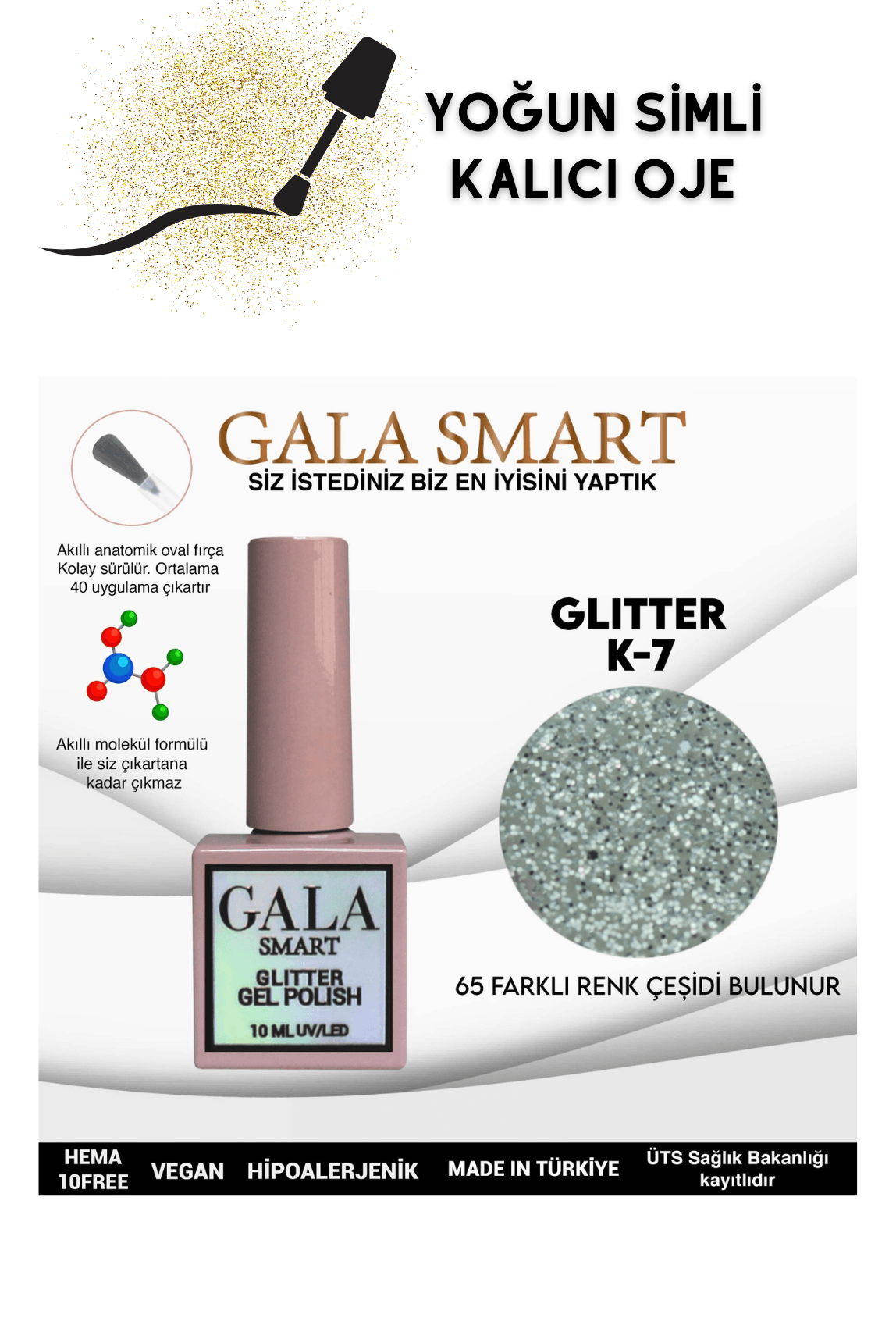 YOĞUN SİMLİ GLITTER KALICI OJE  - K-7