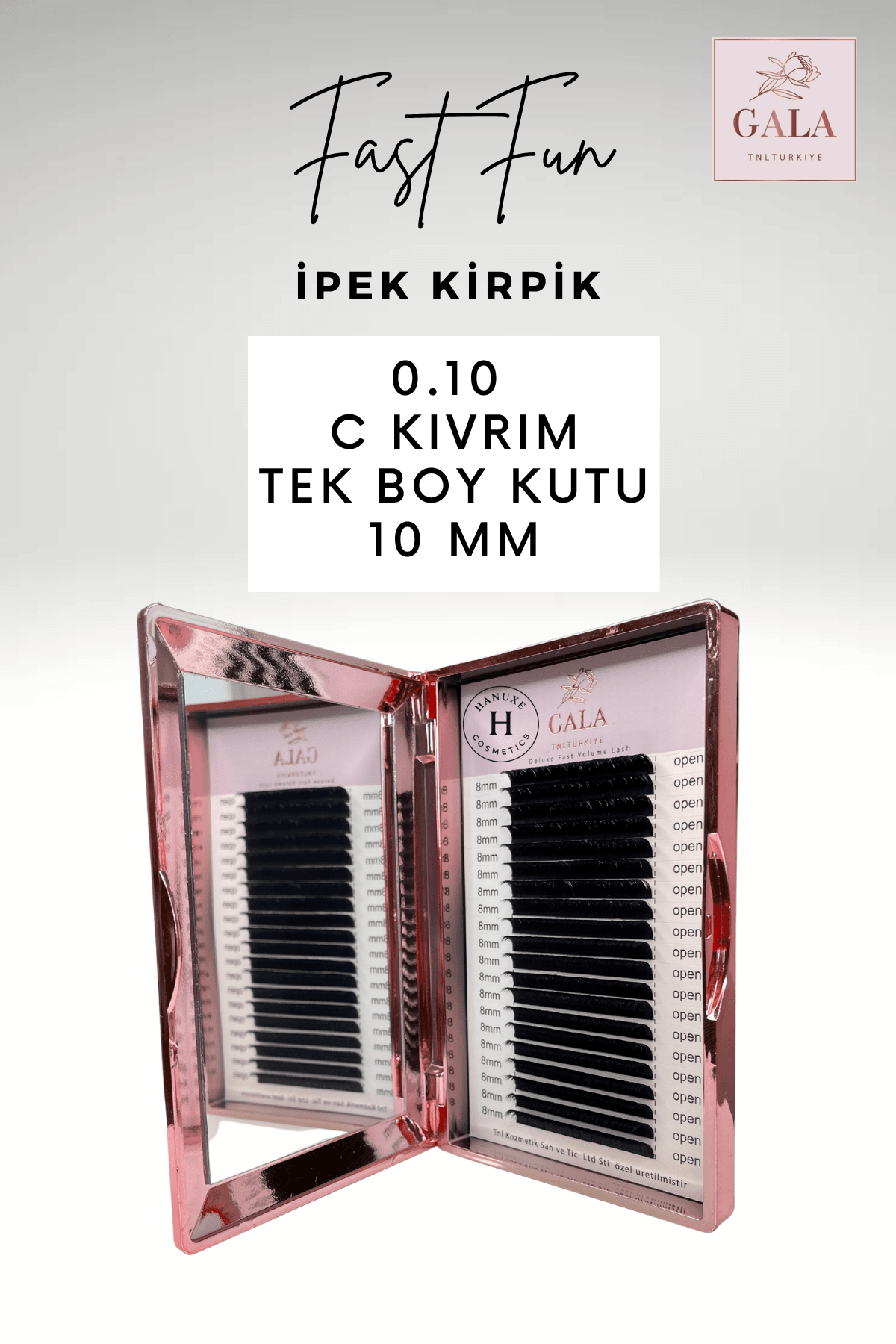 0.10 KALINLIK /  C KIVRIM / FAST FUN İPEK KİRPİK - 0.10 KALINLIK / C KIVRIM / 10 MM