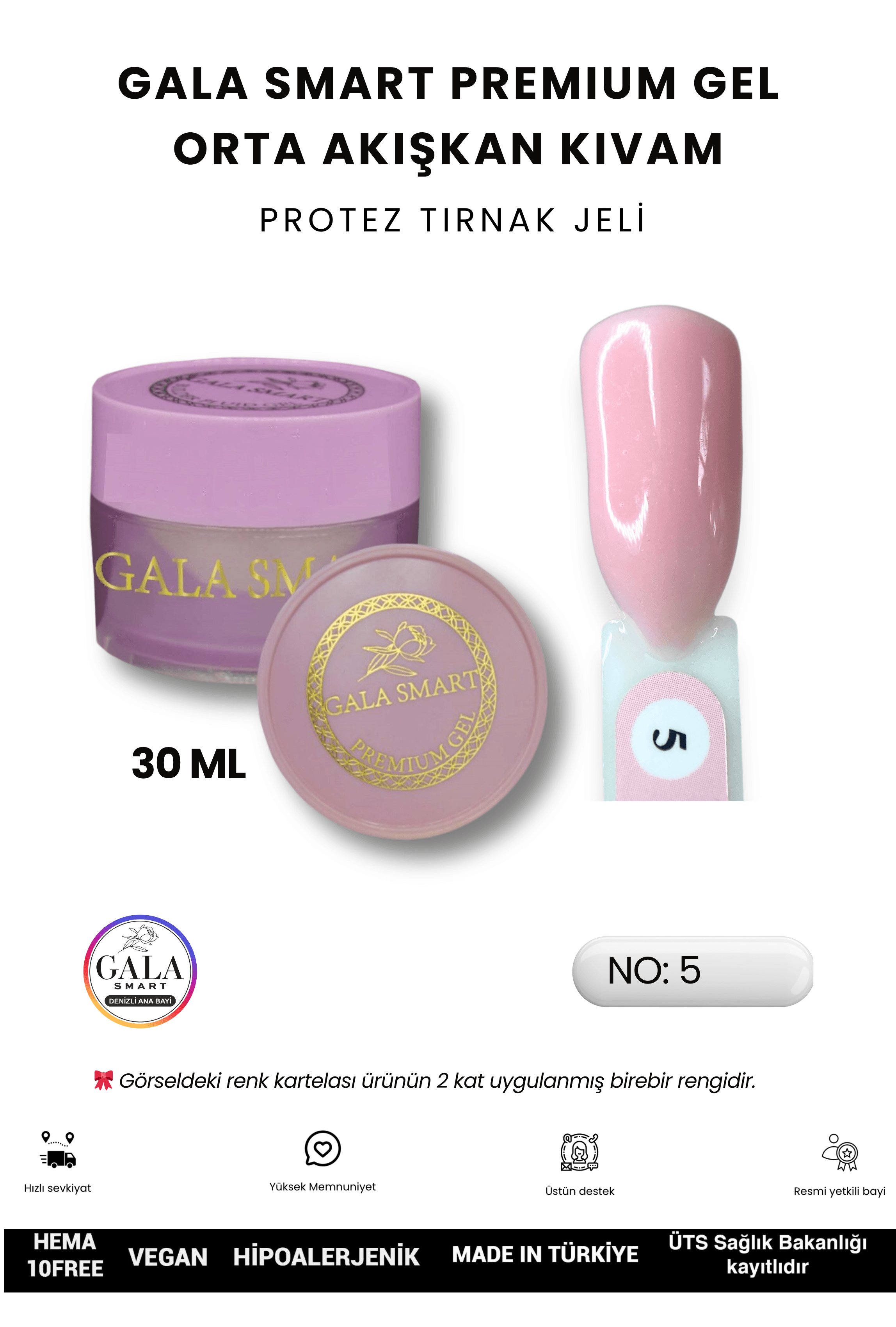ORTA AKIŞKAN KIVAMLI GALA PROTEZ TIRNAK JELİ - 05 - 30 ML