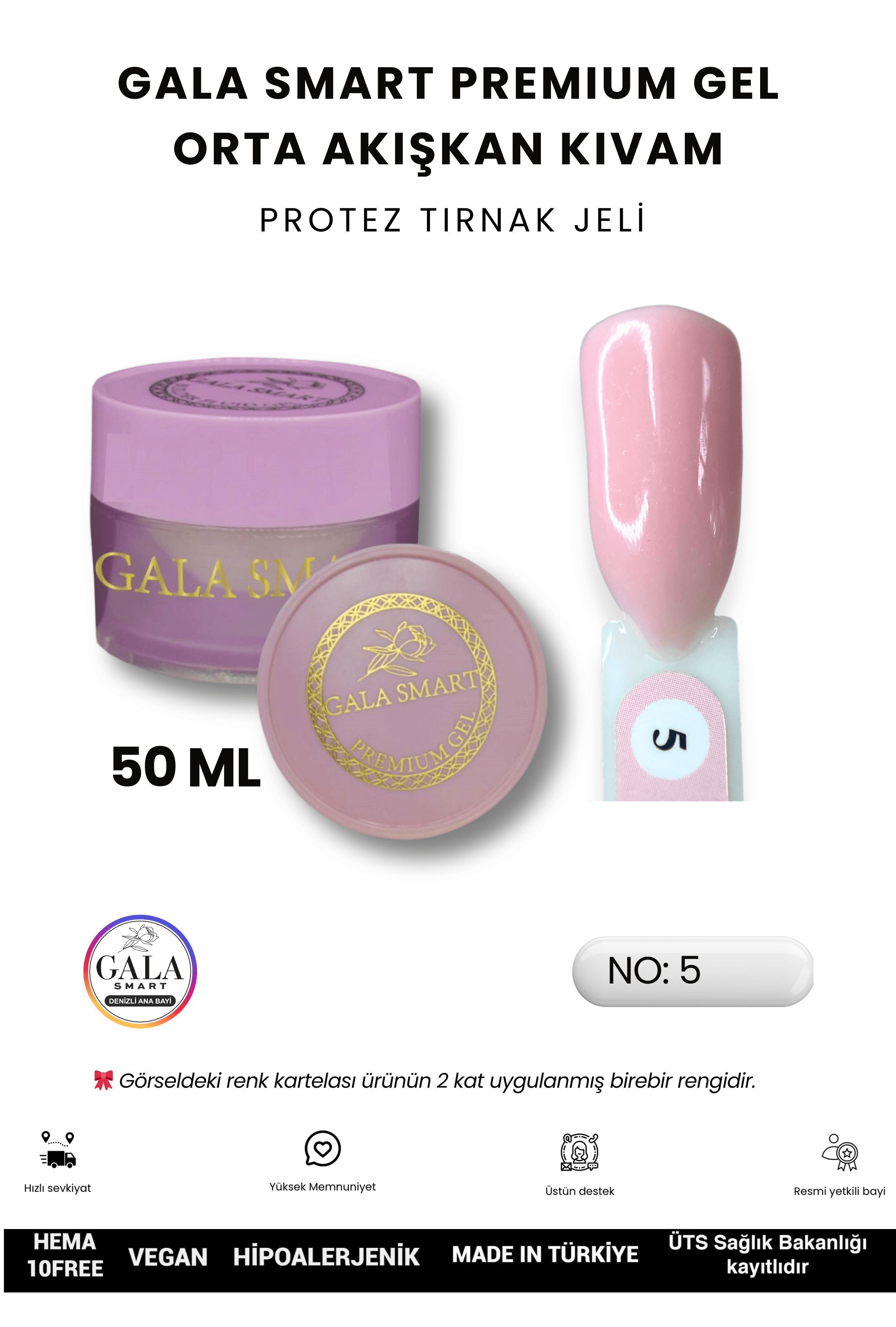 ORTA AKIŞKAN KIVAMLI GALA PROTEZ TIRNAK JELİ - 05 - 50 ML