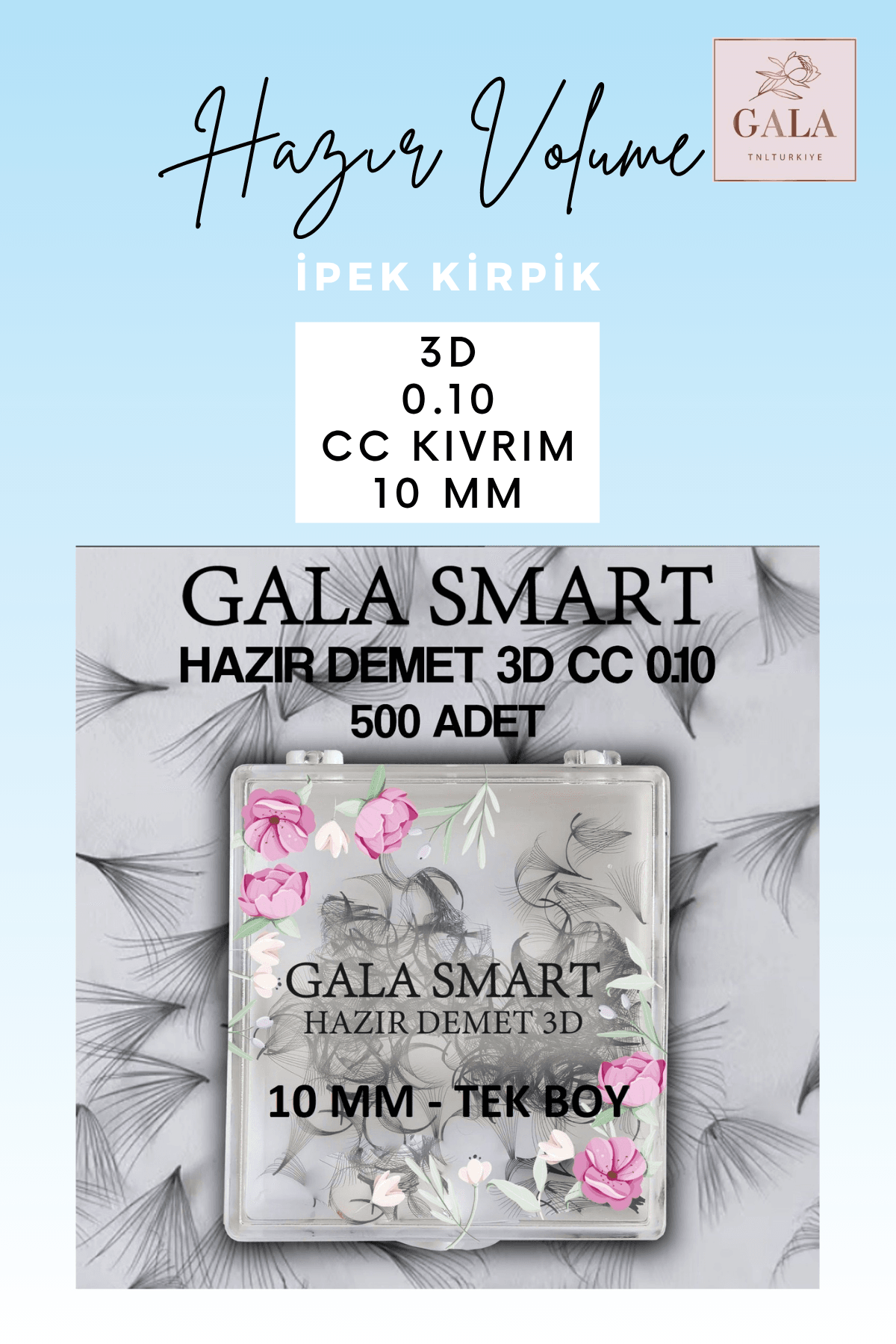 HAZIR DEMET "3D" MIX KUTU İPEK KİRPİK - 3D 0.10 CC 10 MM