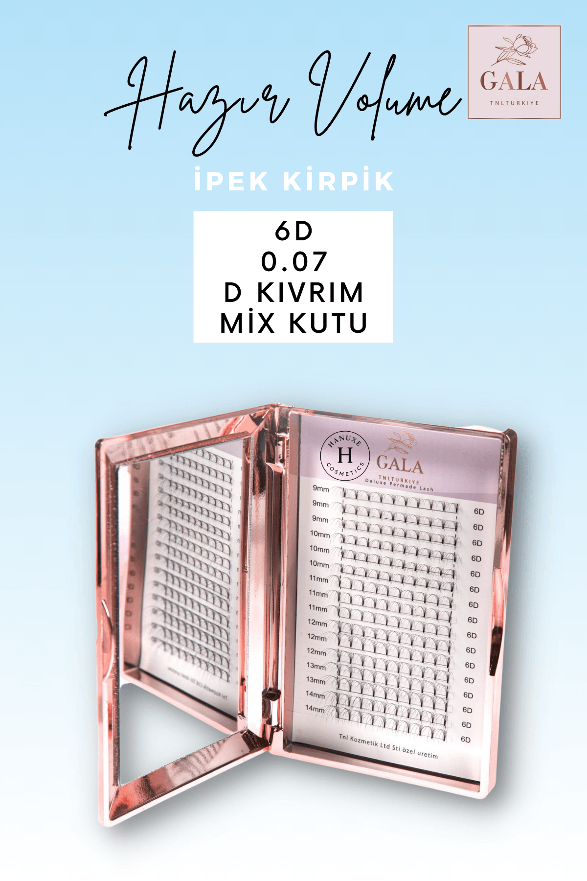 HAZIR DEMET "6D" MIX KUTU İPEK KİRPİK - 6D 0.07 D MIX KUTU