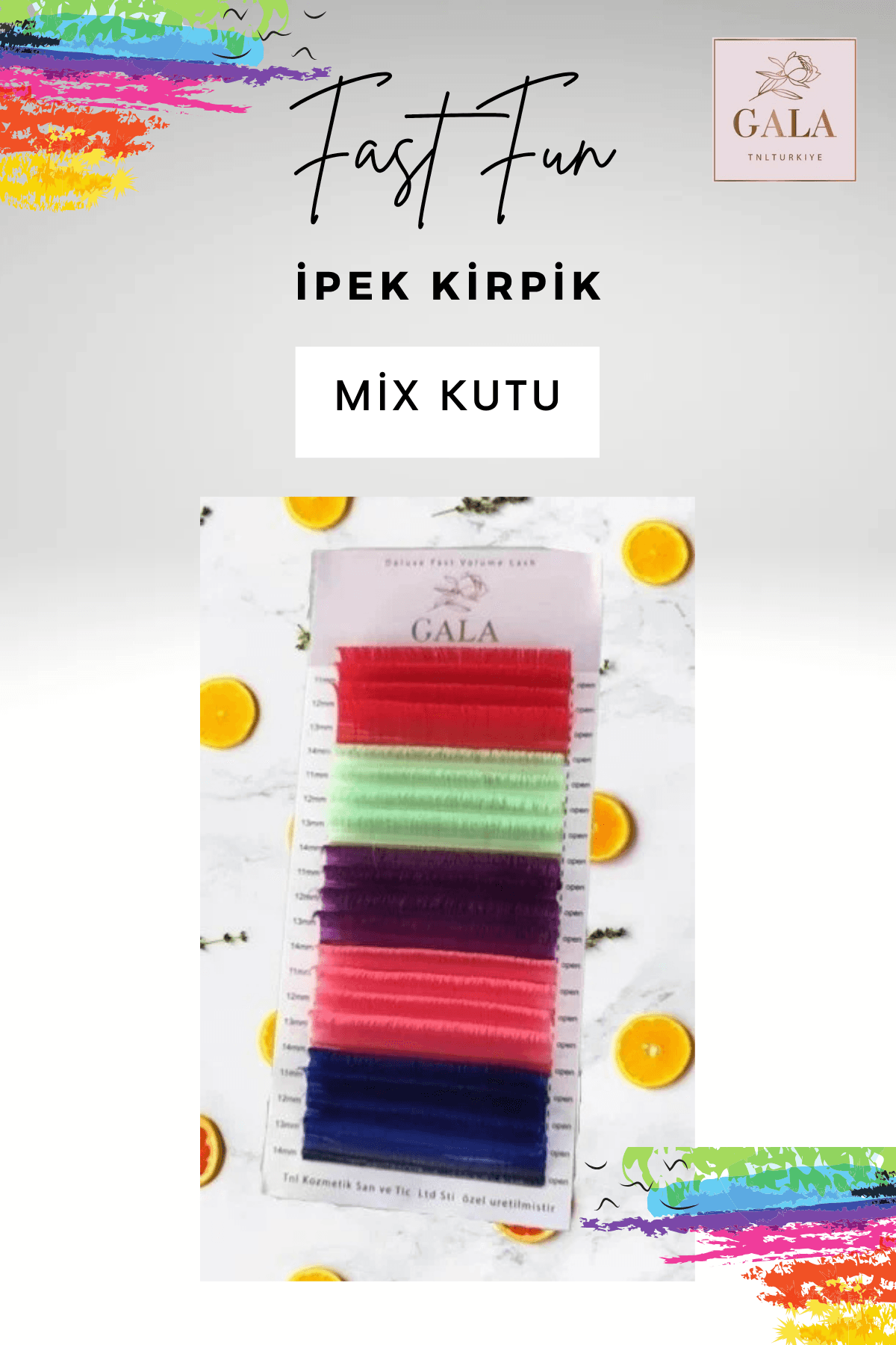 Renkli İpek Kirpik Mix Kutu Fast Fun Kolay Volume
