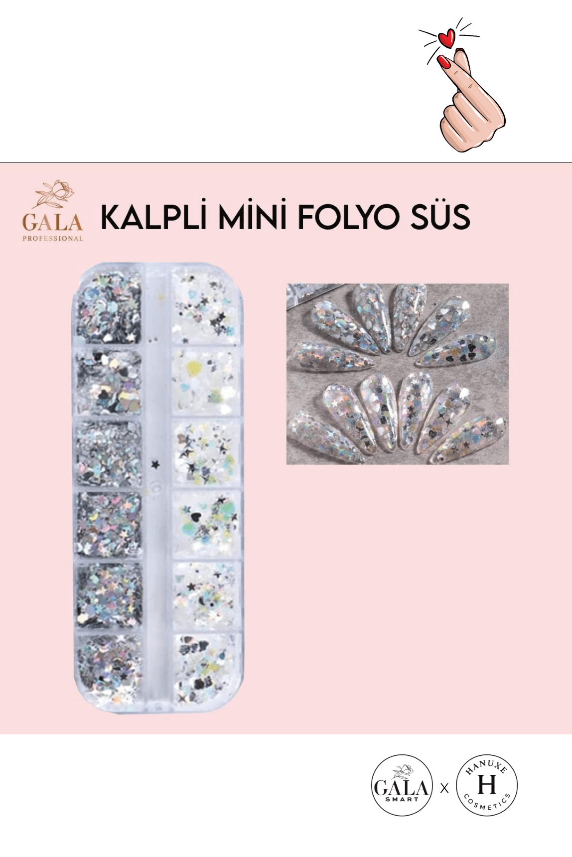 SİM SÜS SETİ 12 Lİ - KALPLİ MİNİ FOLYO SET