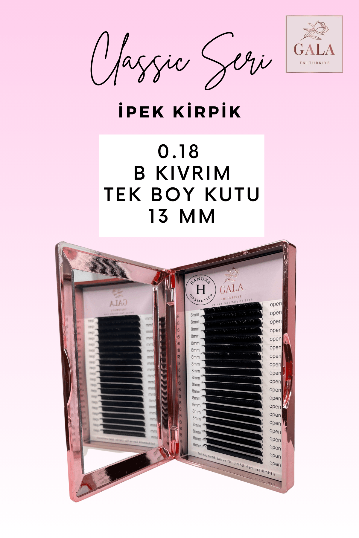 0.18 KALINLIK /  B KIVRIM / CLASSIC İPEK KİRPİK - 0.18 KALINLIK / B KIVRIM / 13 MM