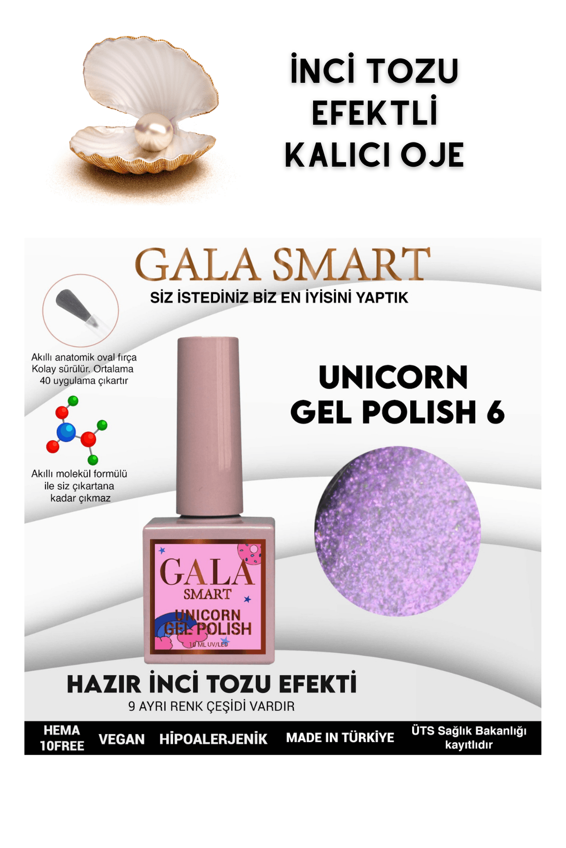 İNCİ TOZU EFEKTLİ UNICORN KALICI OJE  - U6