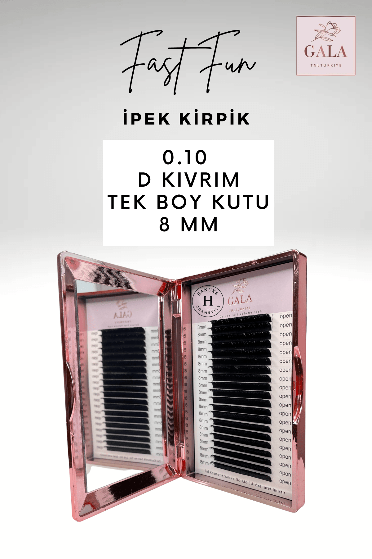 0.10 KALINLIK /  D KIVRIM / FAST FUN İPEK KİRPİK - 0.10 KALINLIK / D KIVRIM / 8 MM