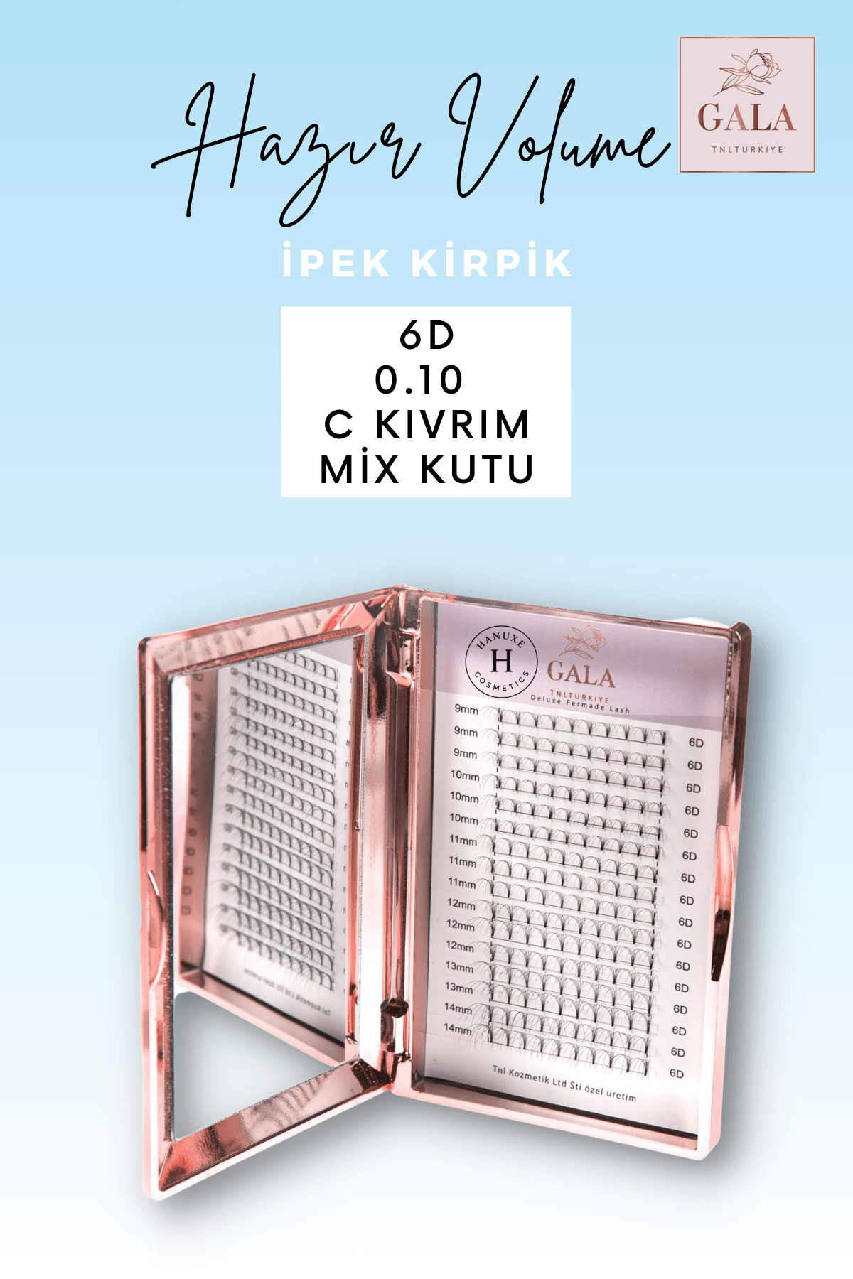HAZIR DEMET "6D" MIX KUTU İPEK KİRPİK - 6D 0.10 C MIX KUTU