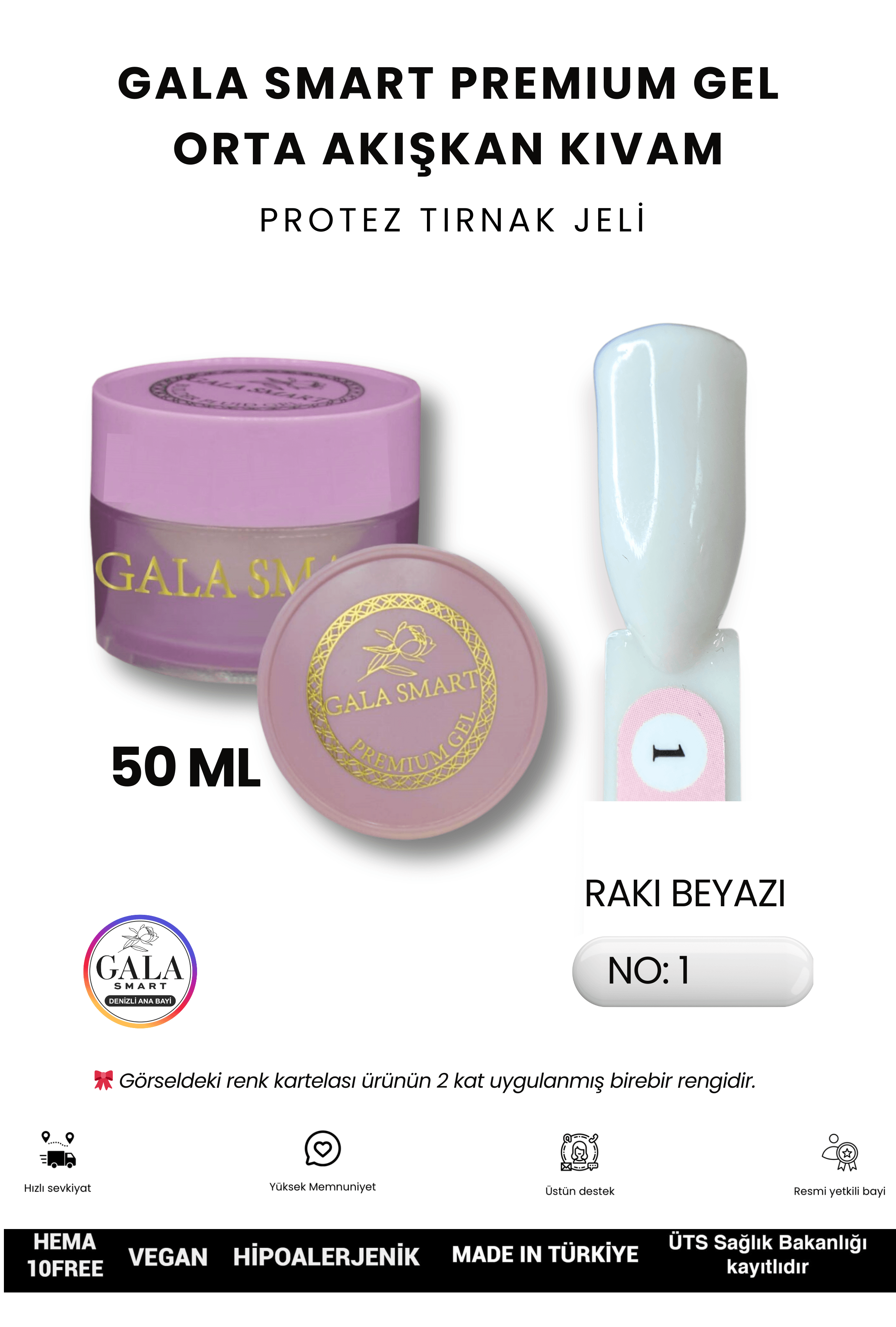 ORTA AKIŞKAN KIVAMLI GALA PROTEZ TIRNAK JELİ - 01 RAKI BEYAZI - 50 ML