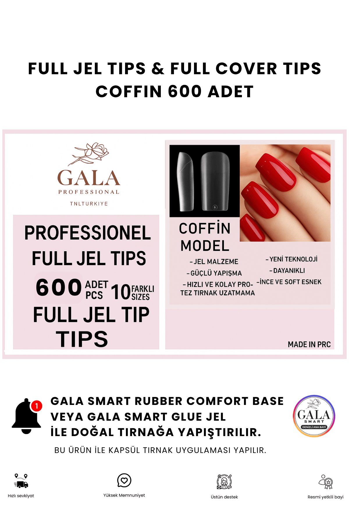 Full Jel Tips Kapsül Tırnak Tips - COFFIN 600