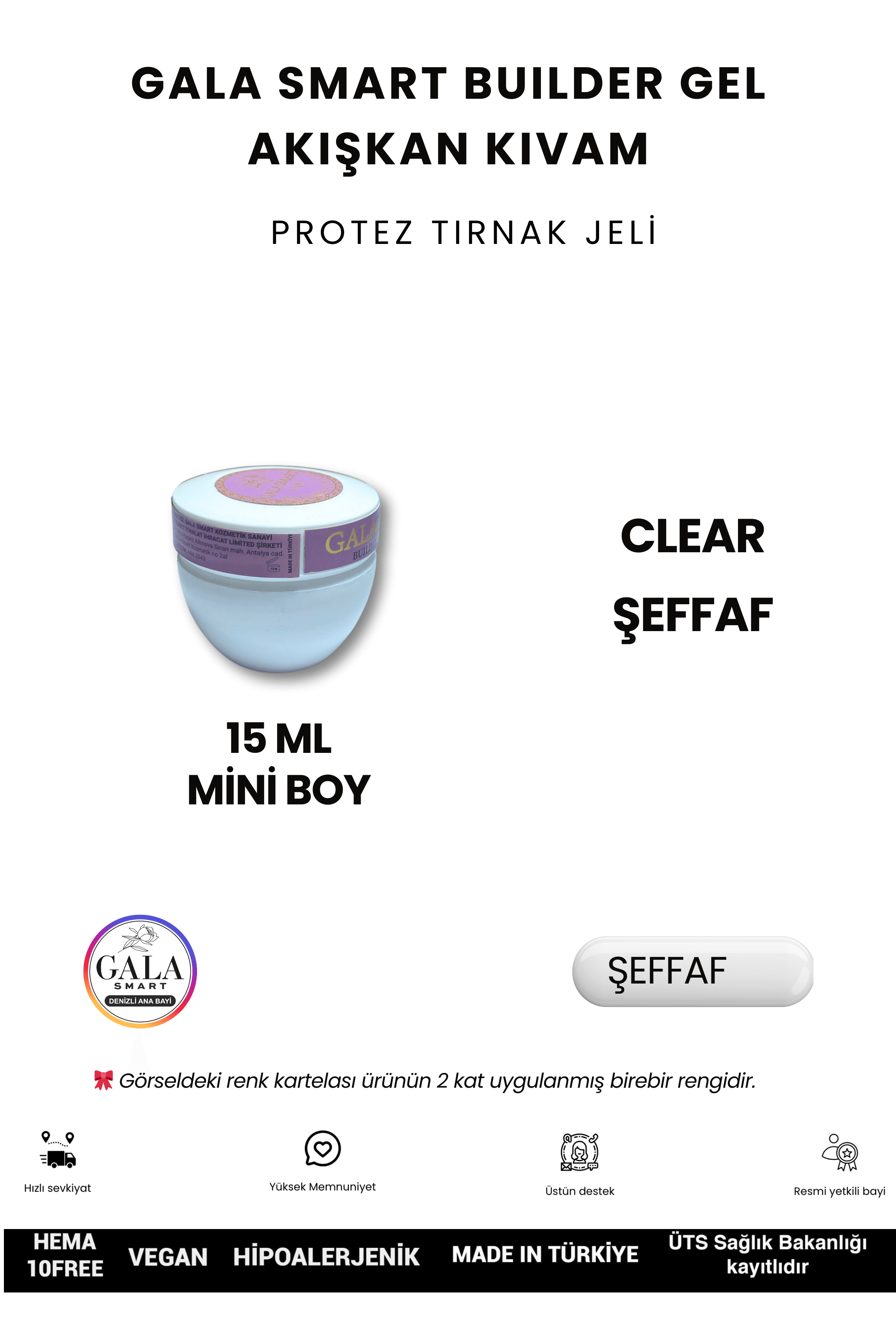 AKIŞKAN KIVAMLI GALA PROTEZ TIRNAK JELİ - ŞEFFAF - 15 ML