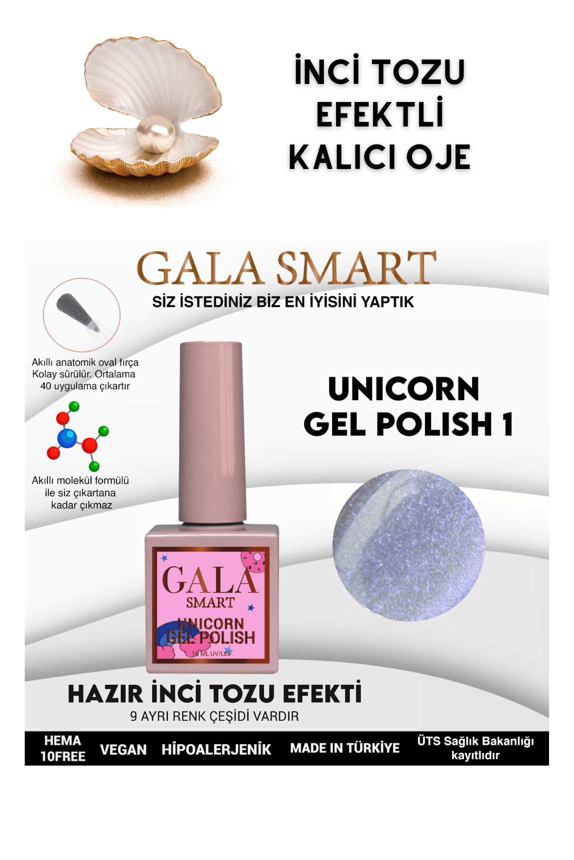 İNCİ TOZU EFEKTLİ UNICORN KALICI OJE  - U1