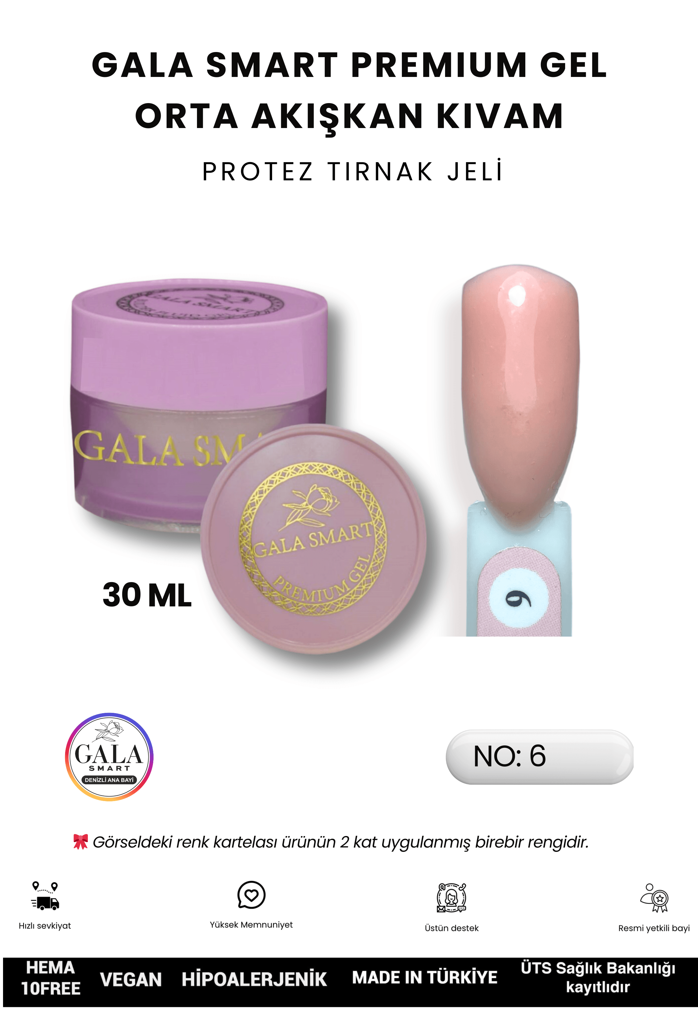 ORTA AKIŞKAN KIVAMLI GALA PROTEZ TIRNAK JELİ - 06 - 30 ML