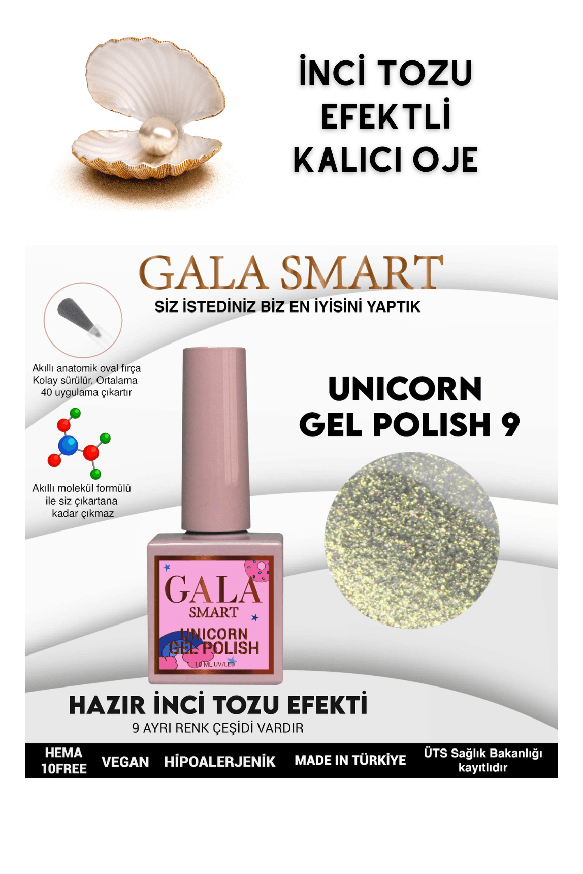 İNCİ TOZU EFEKTLİ UNICORN KALICI OJE  - U9