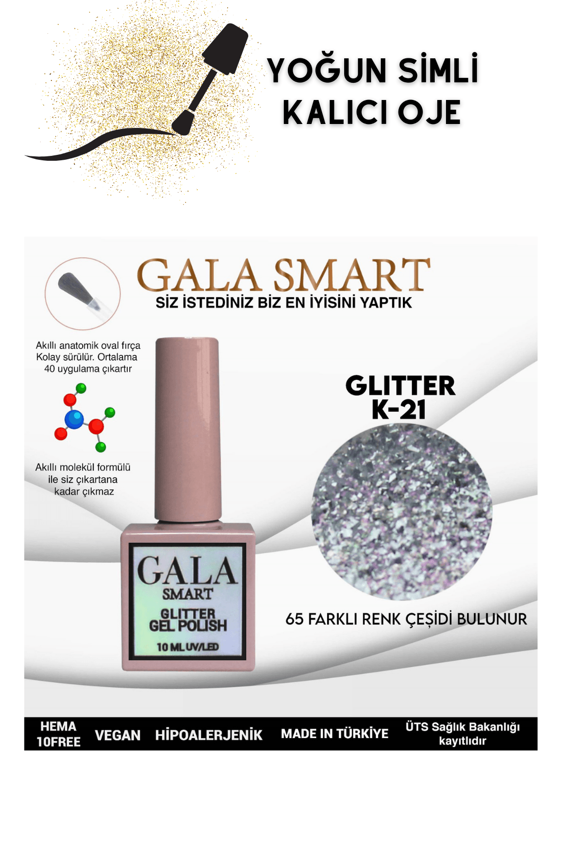 YOĞUN SİMLİ GLITTER KALICI OJE  - K-21