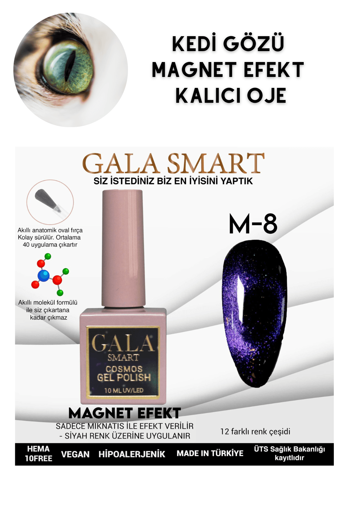 KEDİ GÖZÜ KALICI OJE MAGNET EFEKT - M-8