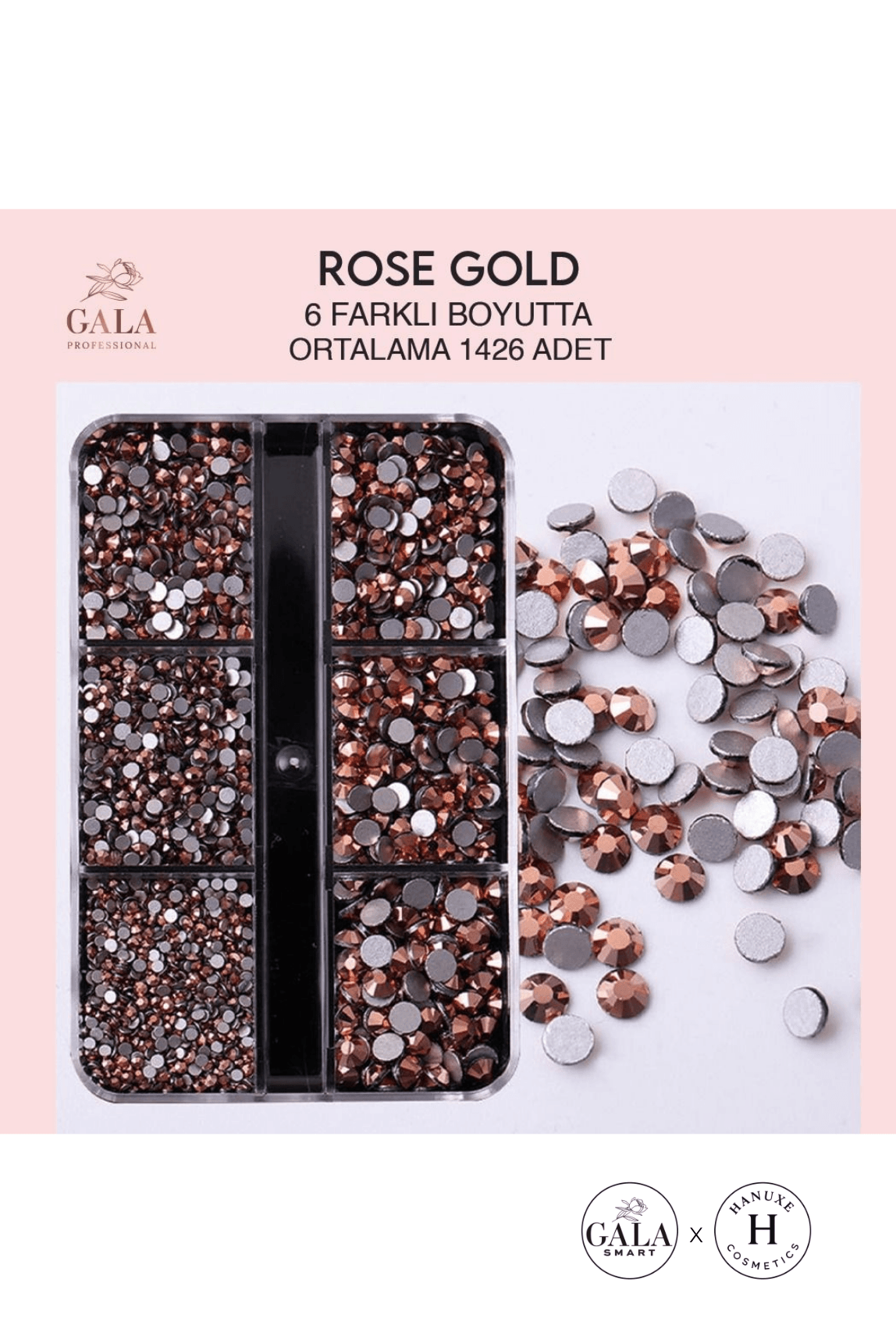 6 FARKLI BOYUT TAŞ SETİ - ROSE GOLD