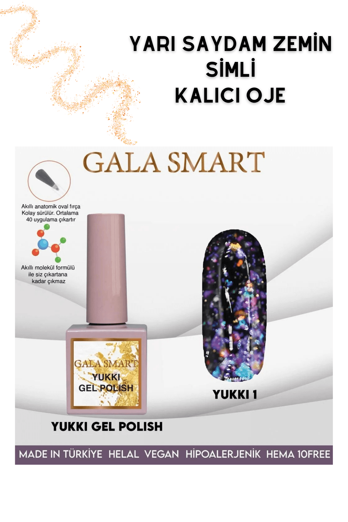 Yarı Şeffaf Zemin Simli Yukki Kalıcı Ojeler - YUKKI 1