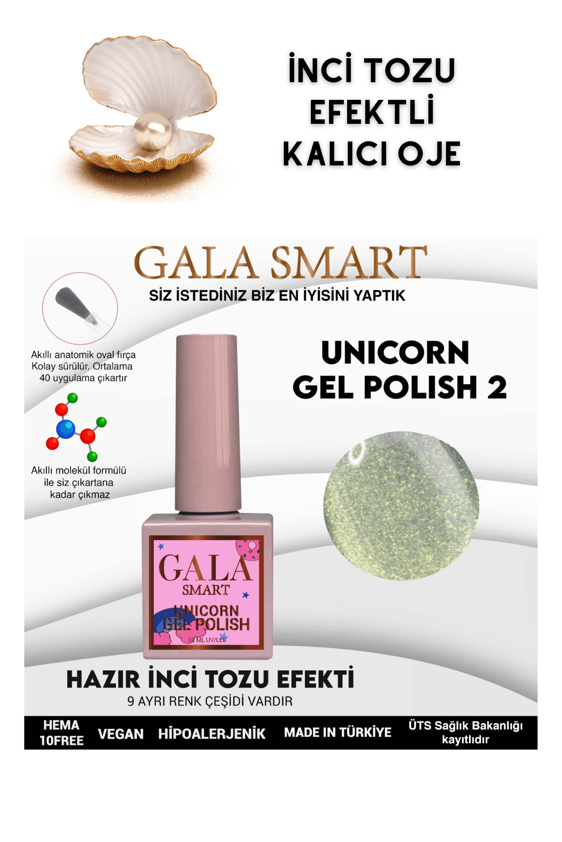 İNCİ TOZU EFEKTLİ UNICORN KALICI OJE  - U2
