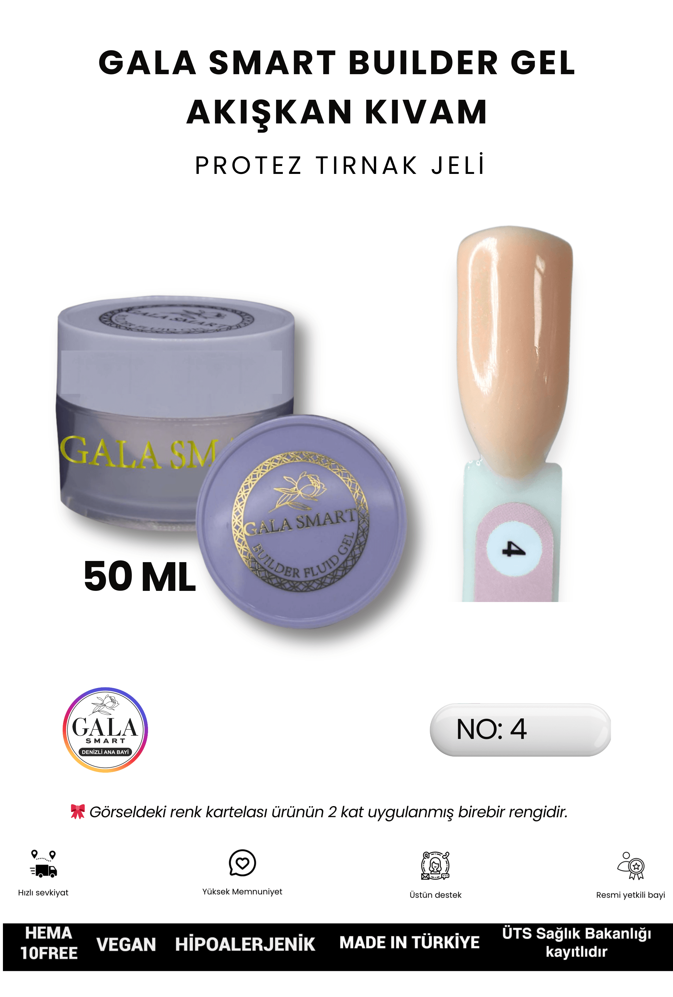 AKIŞKAN KIVAMLI GALA PROTEZ TIRNAK JELİ - 04 - 50 ML