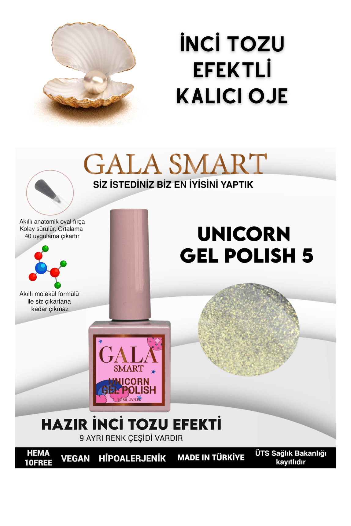 İNCİ TOZU EFEKTLİ UNICORN KALICI OJE  - U5