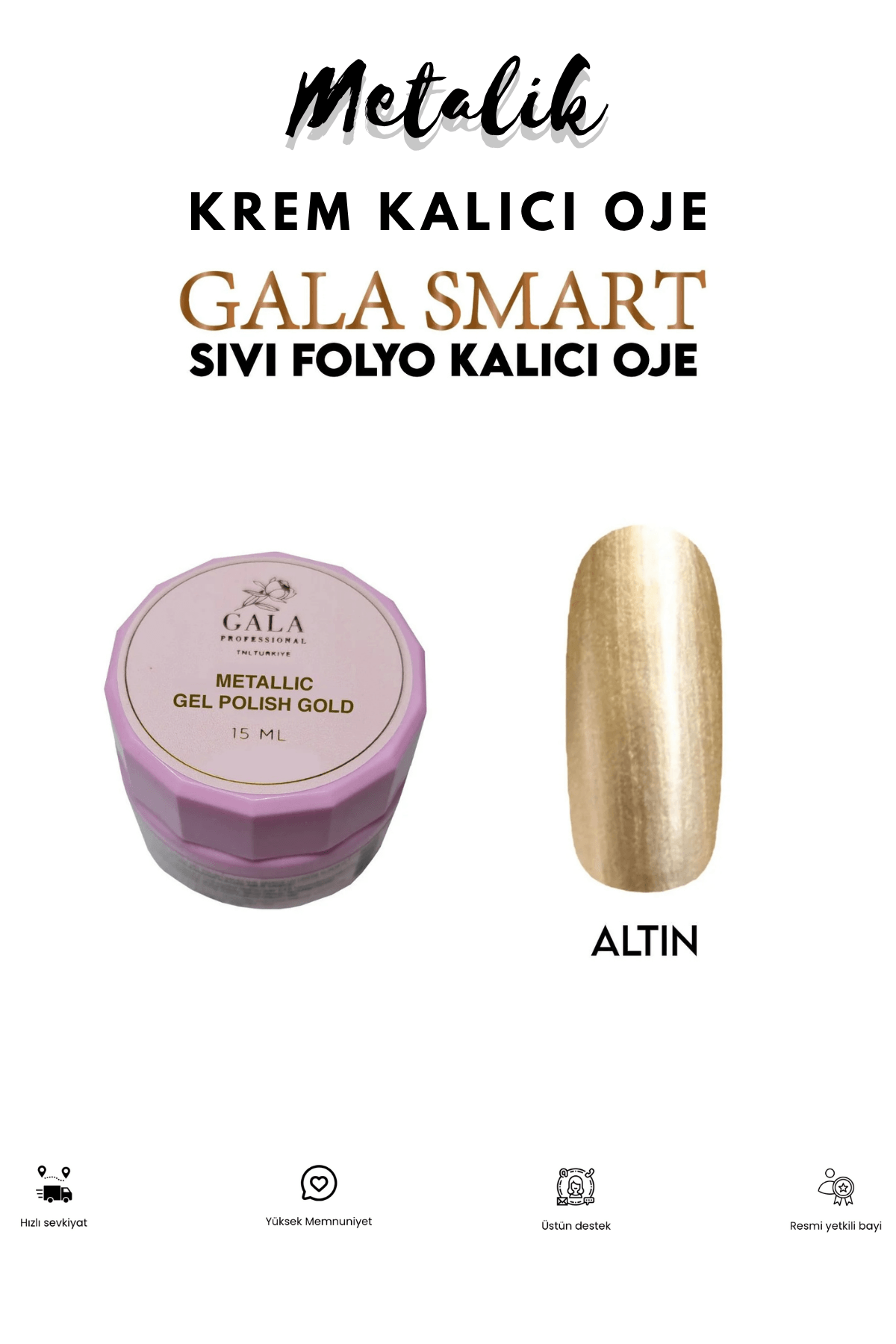 Metalik Sıvı Folyo Krem Kalıcı Oje - ALTIN