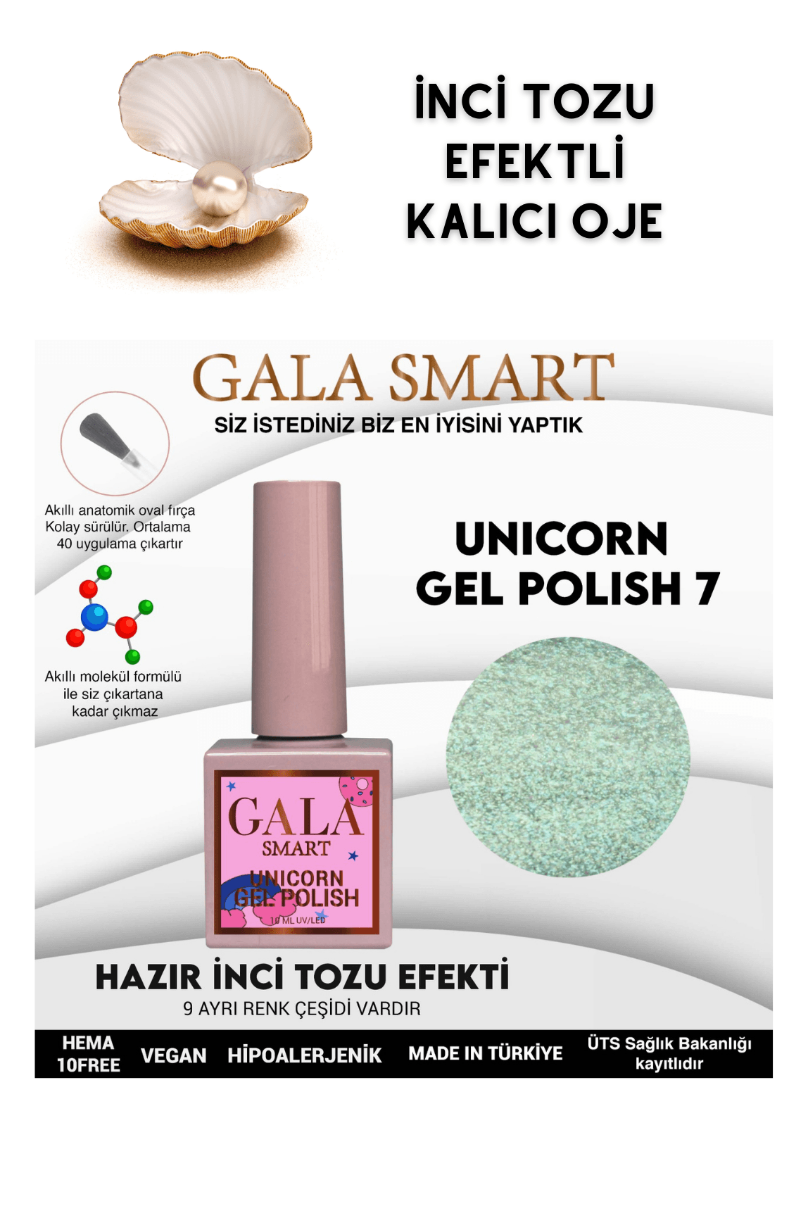 İNCİ TOZU EFEKTLİ UNICORN KALICI OJE  - U7
