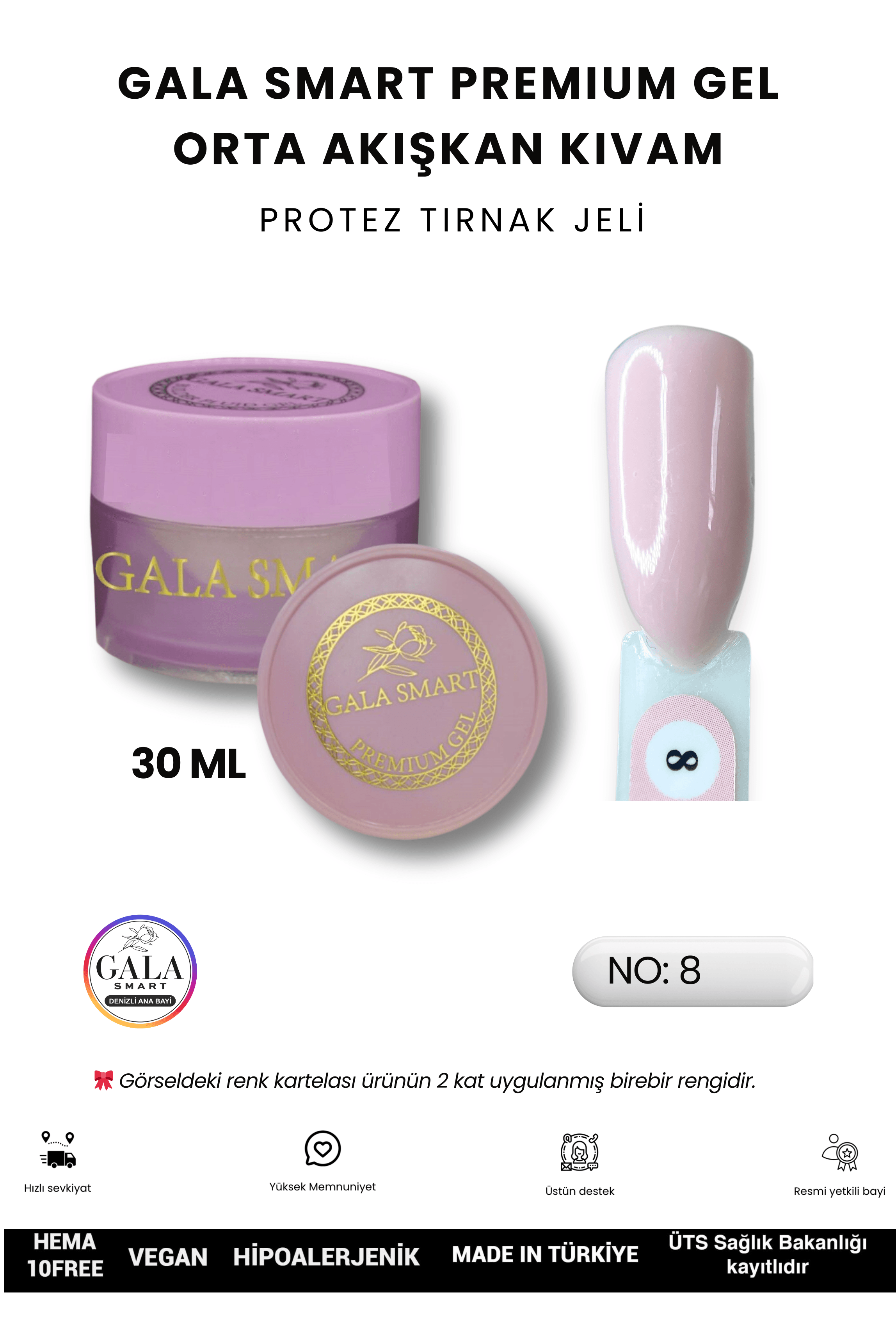 ORTA AKIŞKAN KIVAMLI GALA PROTEZ TIRNAK JELİ - 08 - 30 ML
