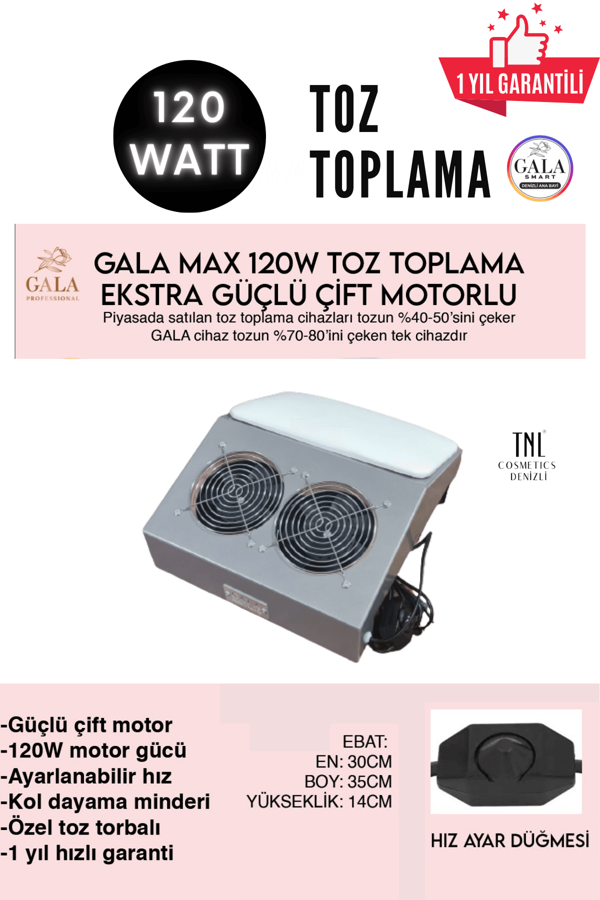 PROTEZ TIRNAK TOZ TOPLAMA MAKİNESİ - 120 WATT ANTRASİT-BEYAZ