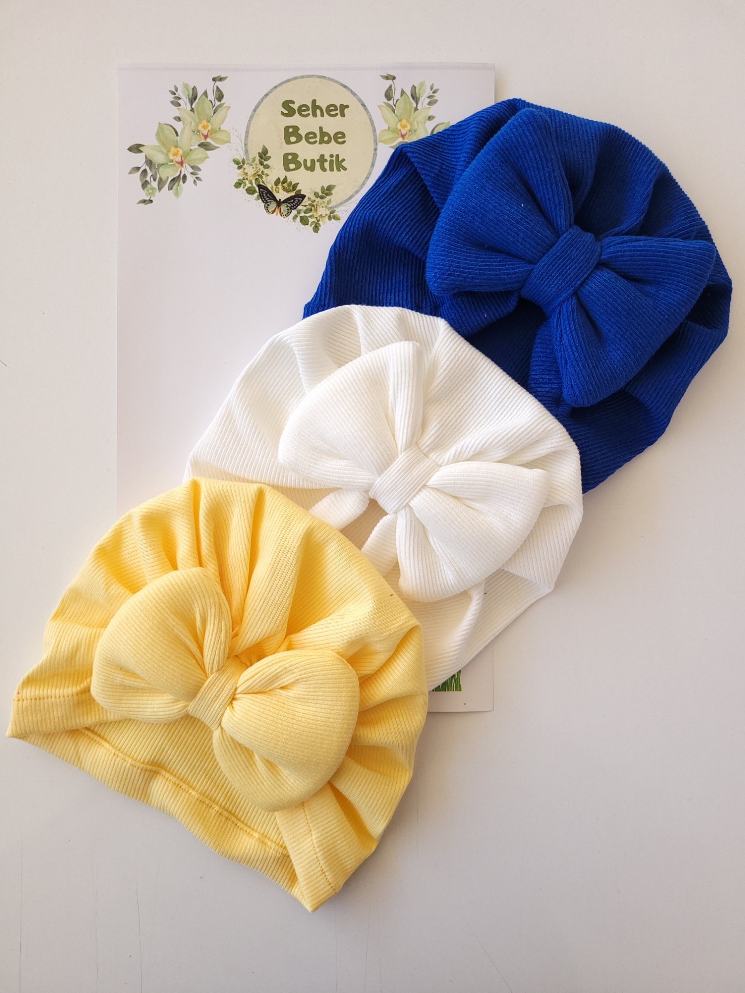 Kız Bebek & Çocuk Renkli Fiyonklu Bone 3'Lü Set