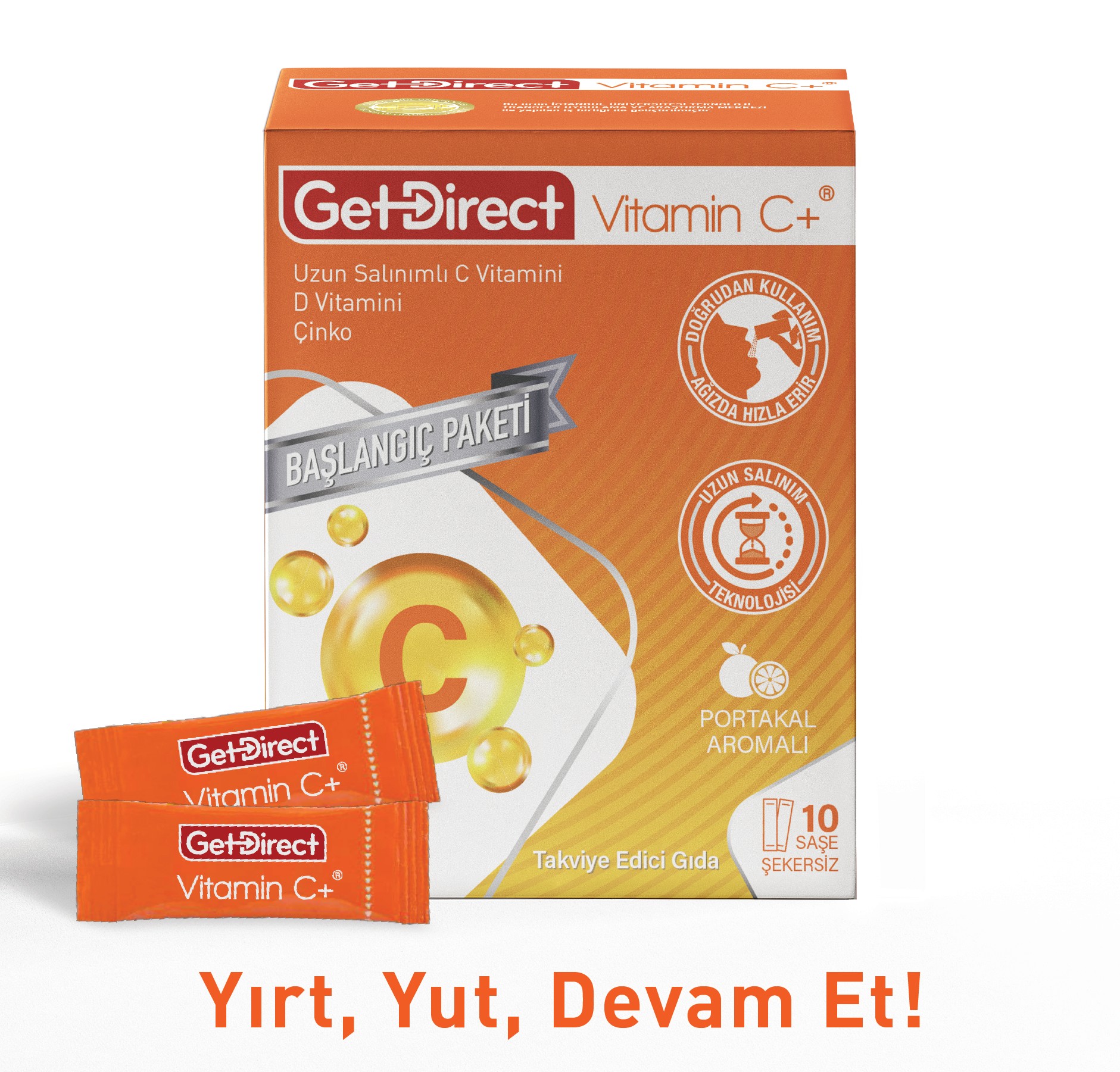 GetDirect Vitamin C+ Başlangıç Paketi Uzun Salınımlı C Vitamini, D Vitamini ve Çinko  İçeren Takviye Edici Gıda
