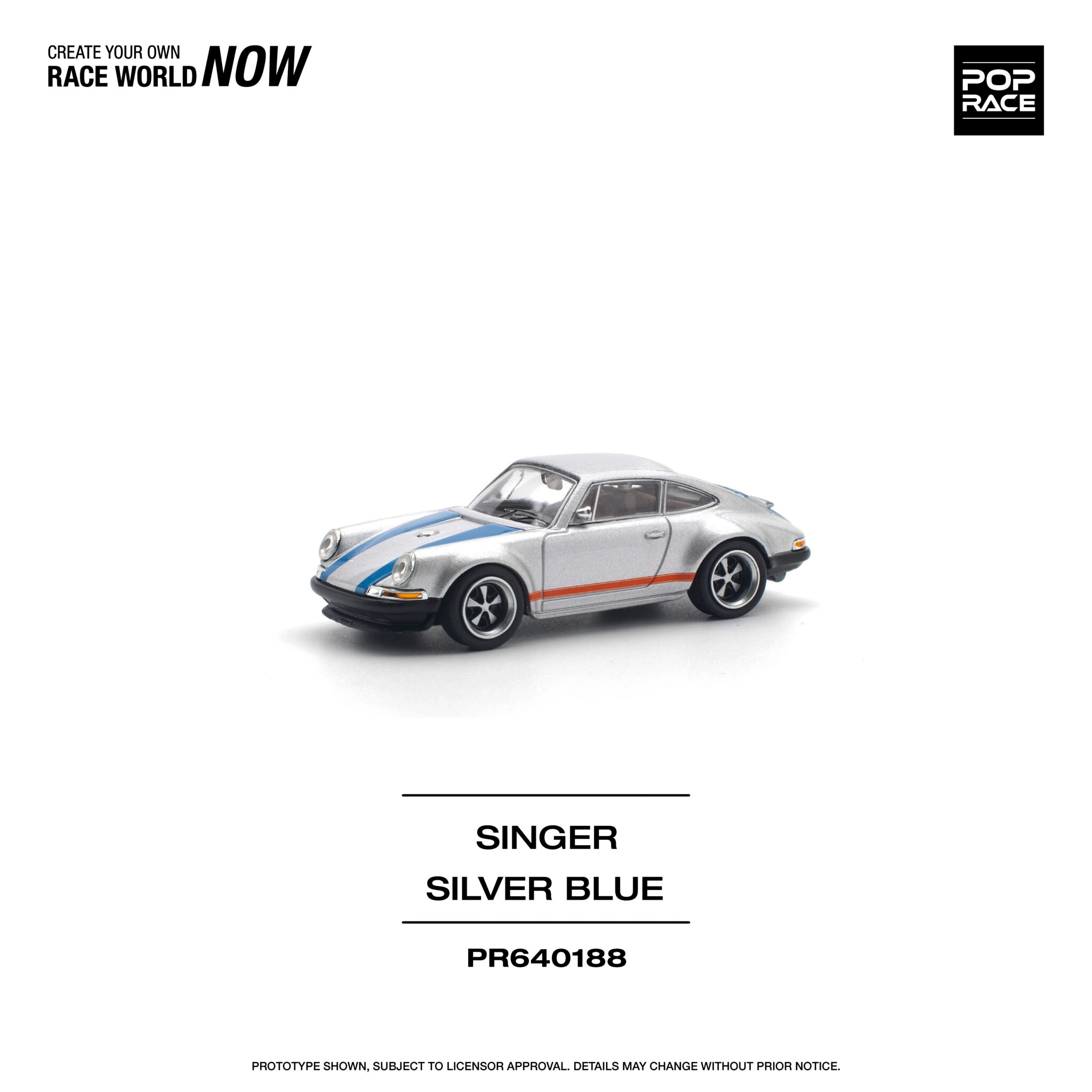 Pop Race 1/64 Singer 964 Silver Blue