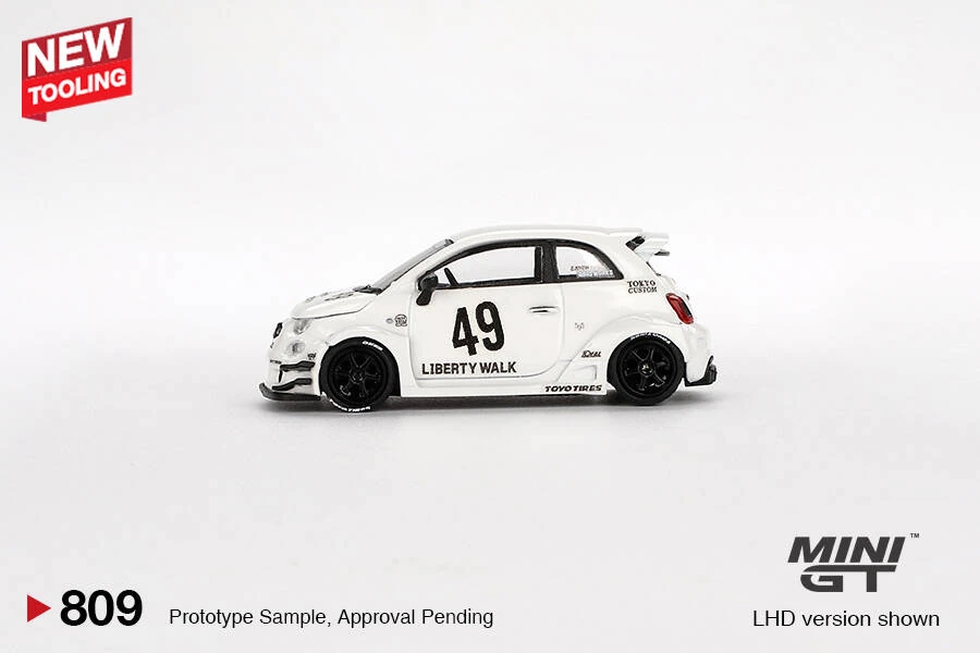 Mini GT LB-WORKS x Abas Works ABARTH 595 Gara White