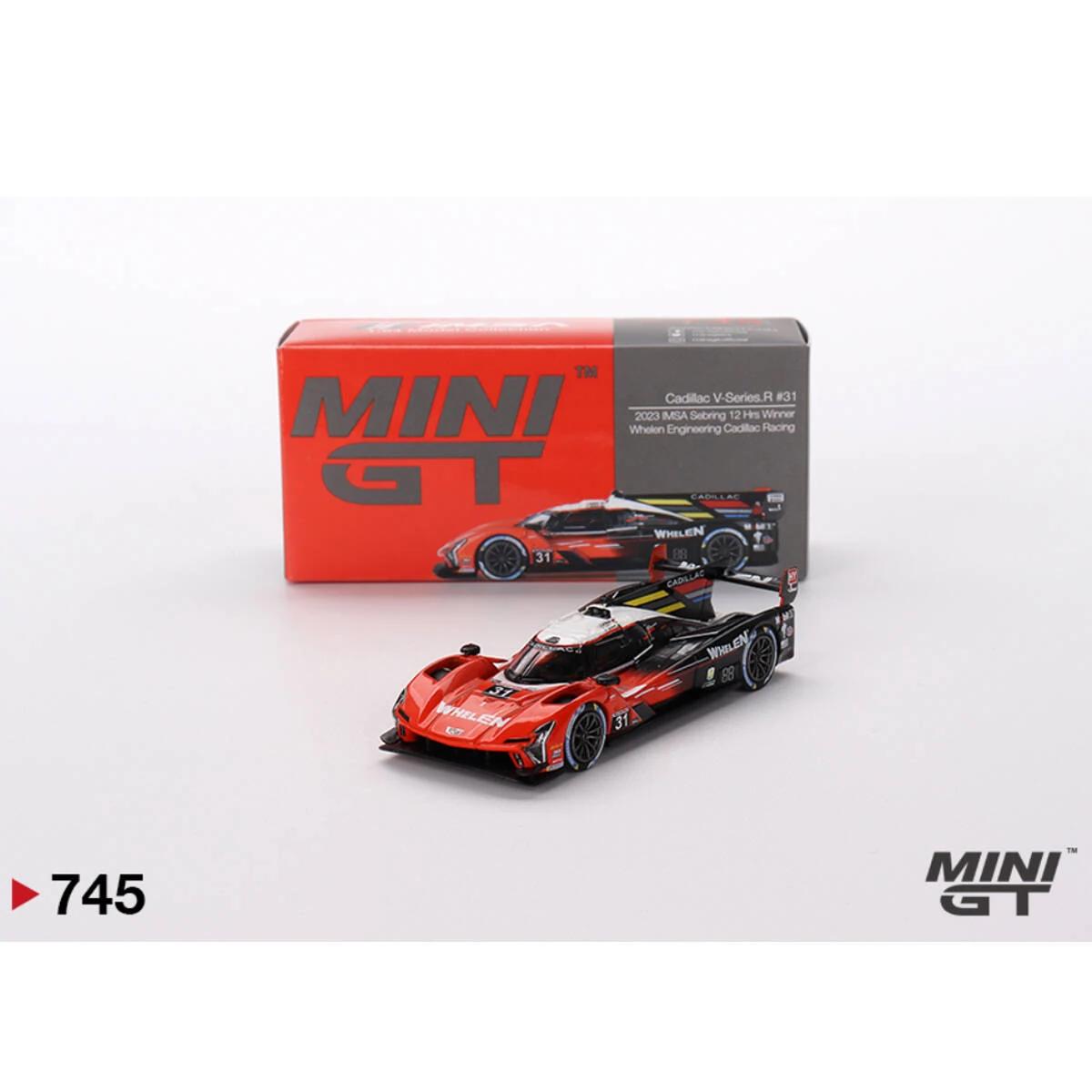 Mini GT Cadillac V-Series.R Whelen Engineering Cadillac Racing 2023 IMSA Sebring 12 Hrs Winner 