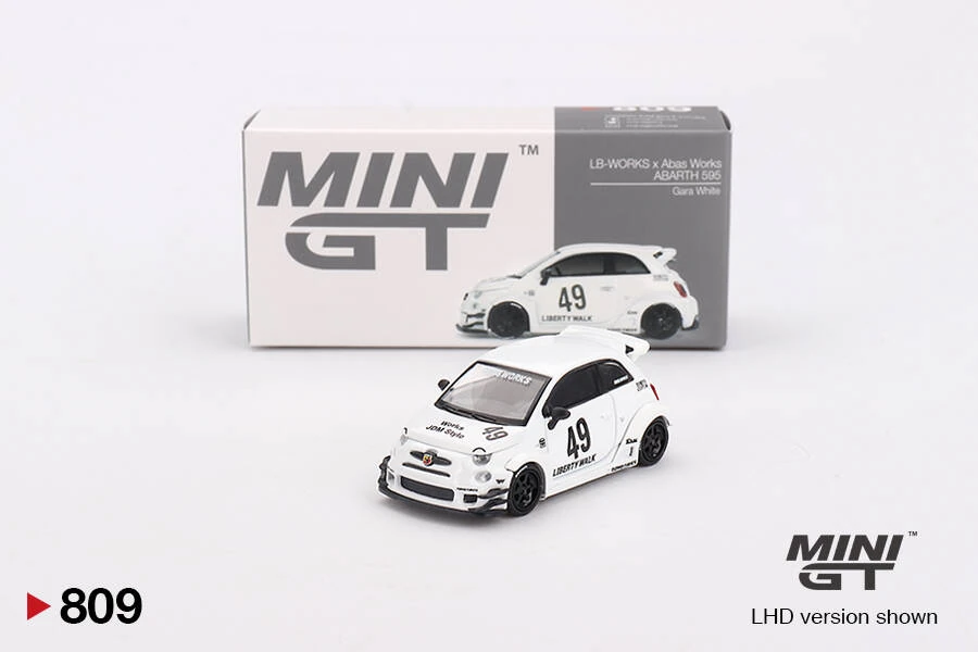 Mini GT LB-WORKS x Abas Works ABARTH 595 Gara White