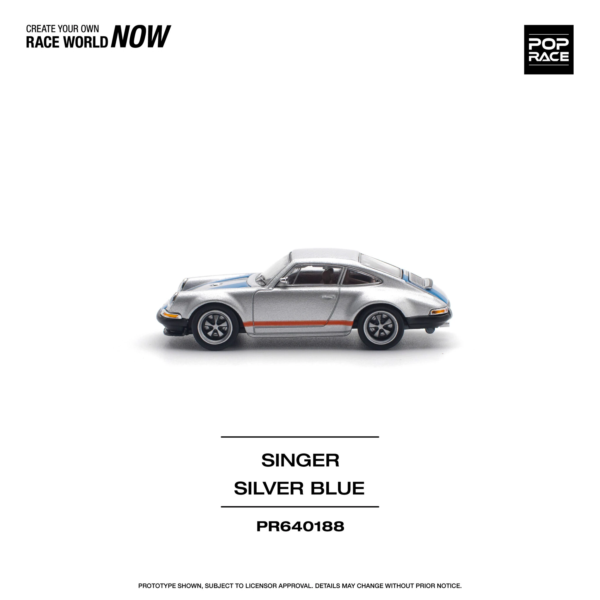 Pop Race 1/64 Singer 964 Silver Blue