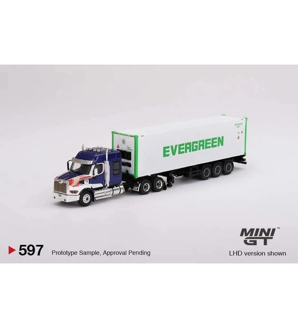 Mini GT Western Star 49X Blue W40 Reefer Container Evergreen