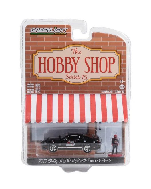 Greenlight The Hobby Shop Series #15 2010 Shelby GT500 #68 With Race Car Driver