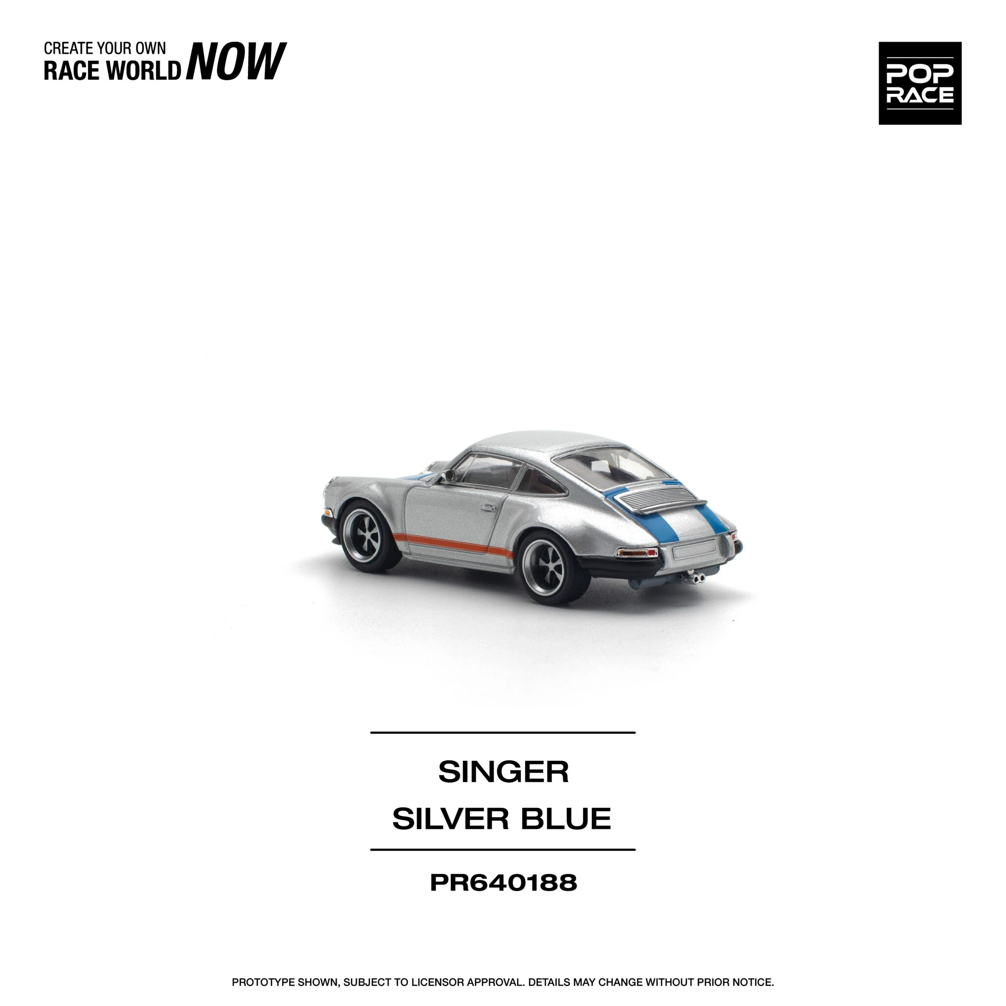Pop Race 1/64 Singer 964 Silver Blue