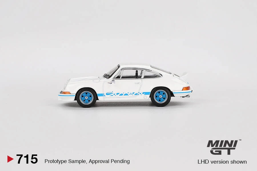 Mini GT Porsche 911 Carrera RS 2.7 Grand Prix White with Blue Livery 