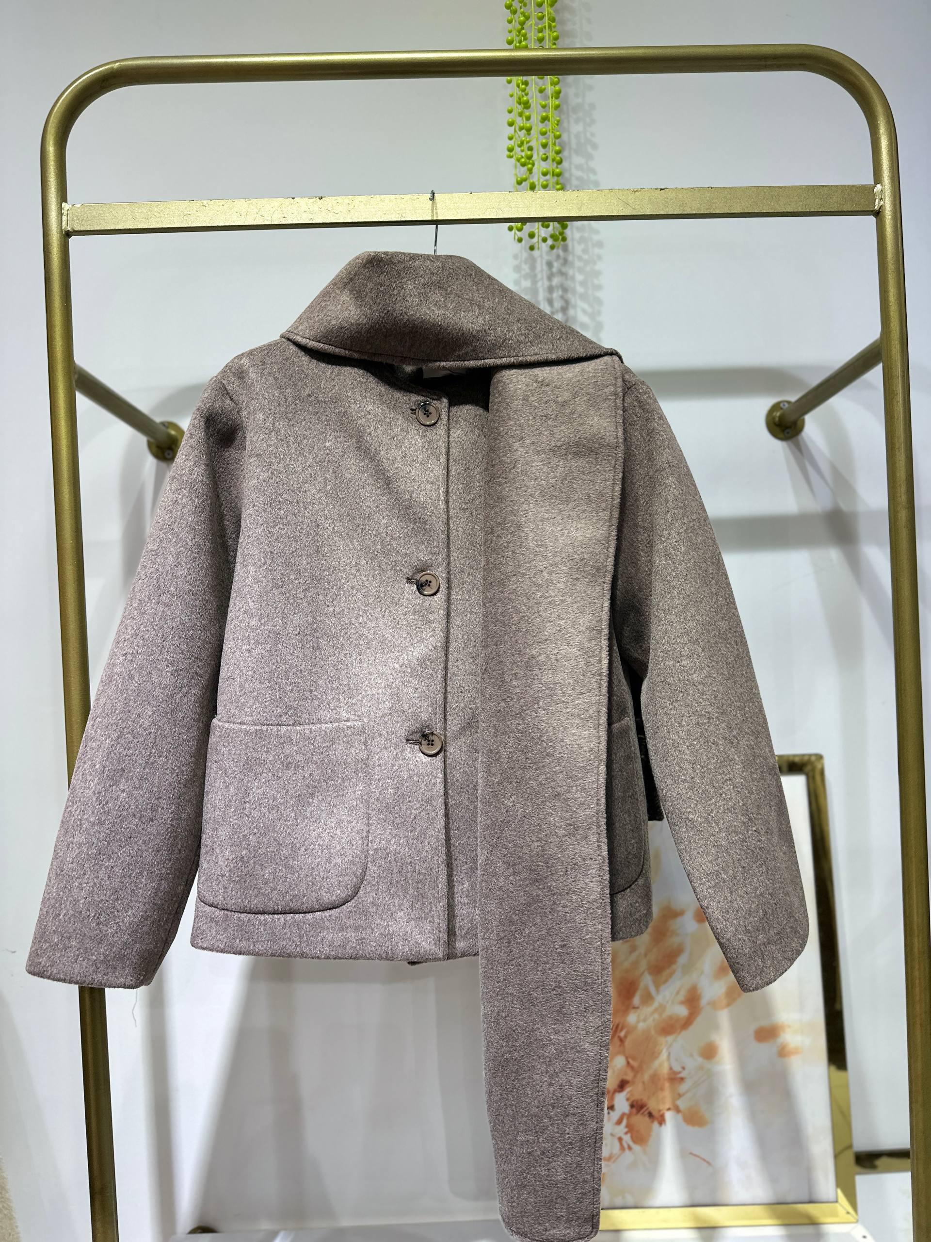 Çıkartılabilir Atkı Detay Kaşe Kaban - Kahverengi