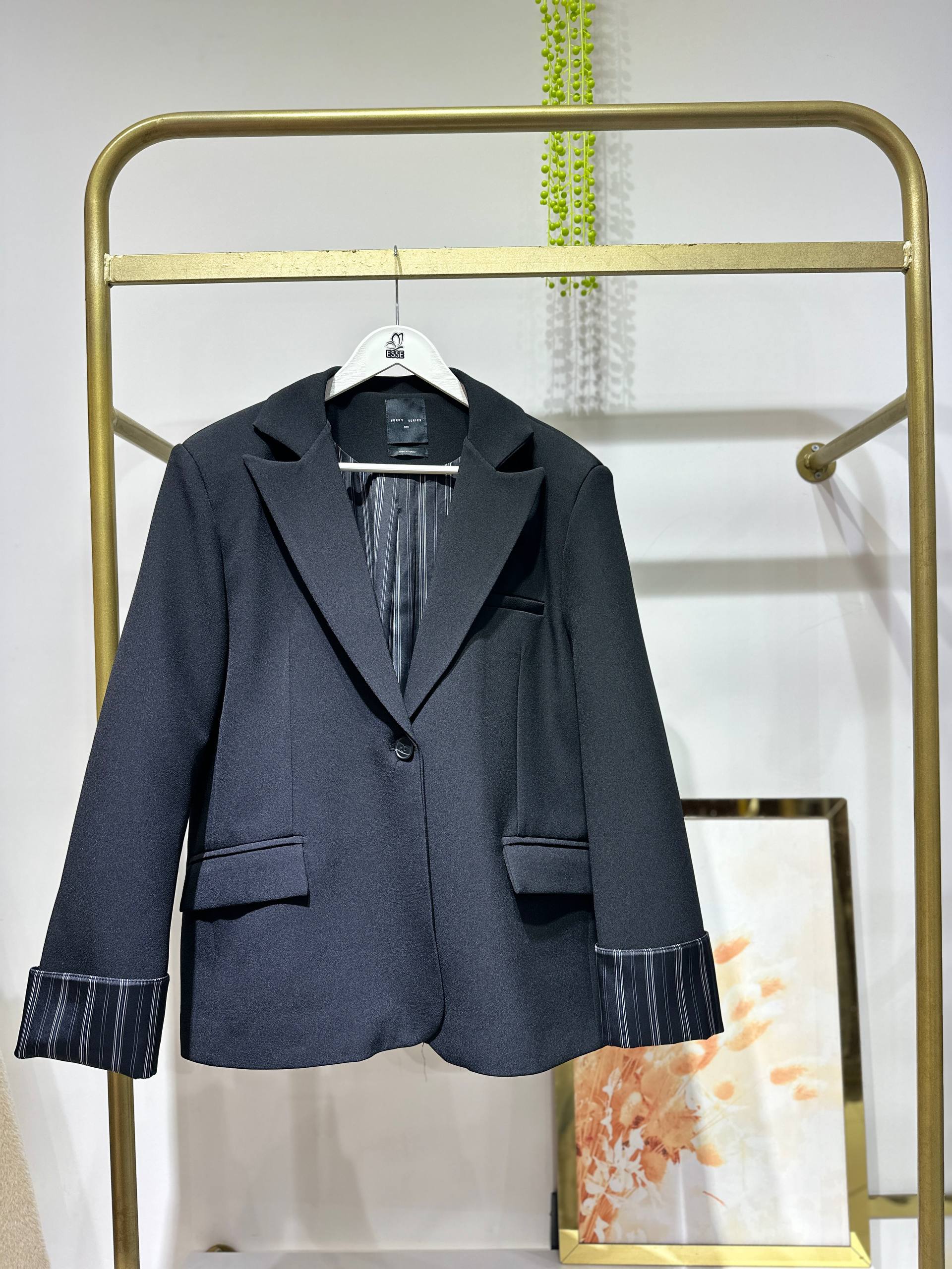 Saten Astarlı Blazer Ceket - Siyah