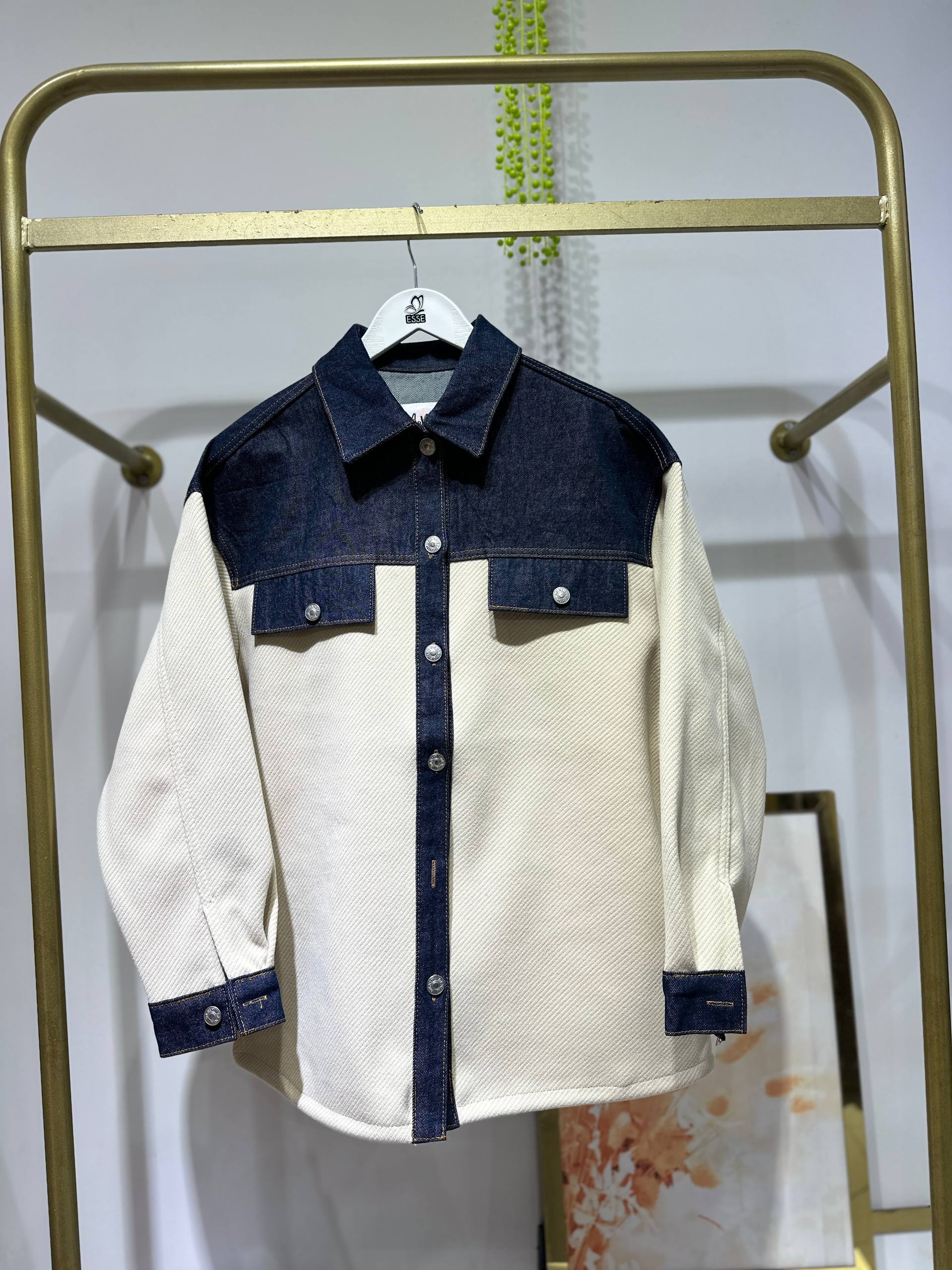 Panka Kot Garnili Gömlek Ceket - Ekru