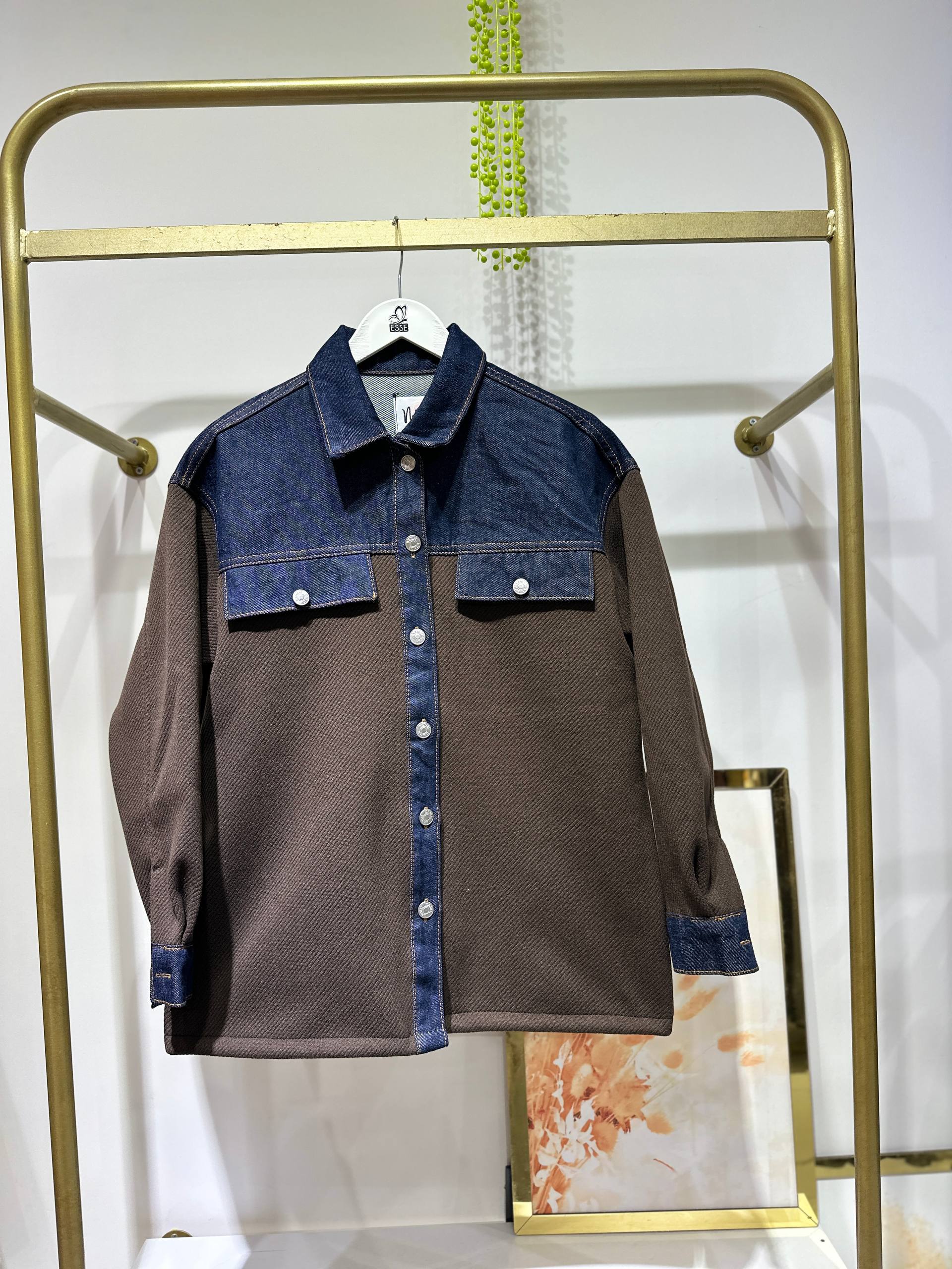 Panka Kot Garnili Gömlek Ceket - Kahverengi