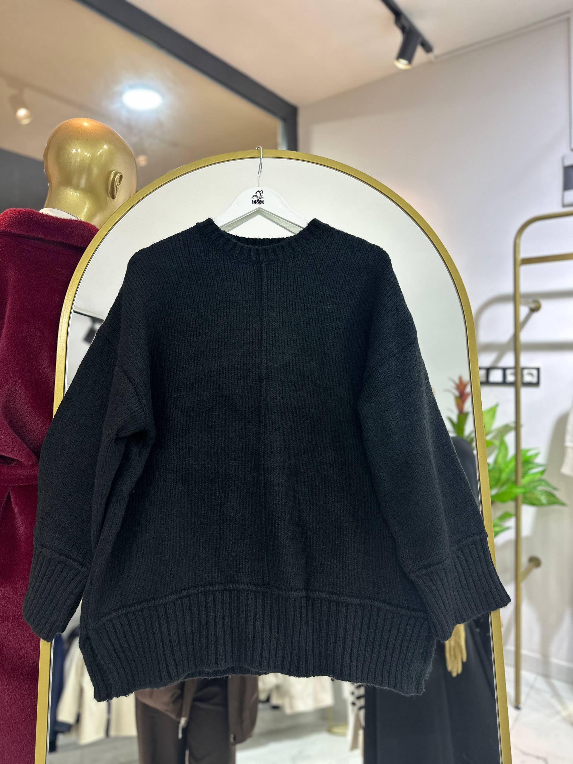 Oversize Pinterest Kazak - Siyah