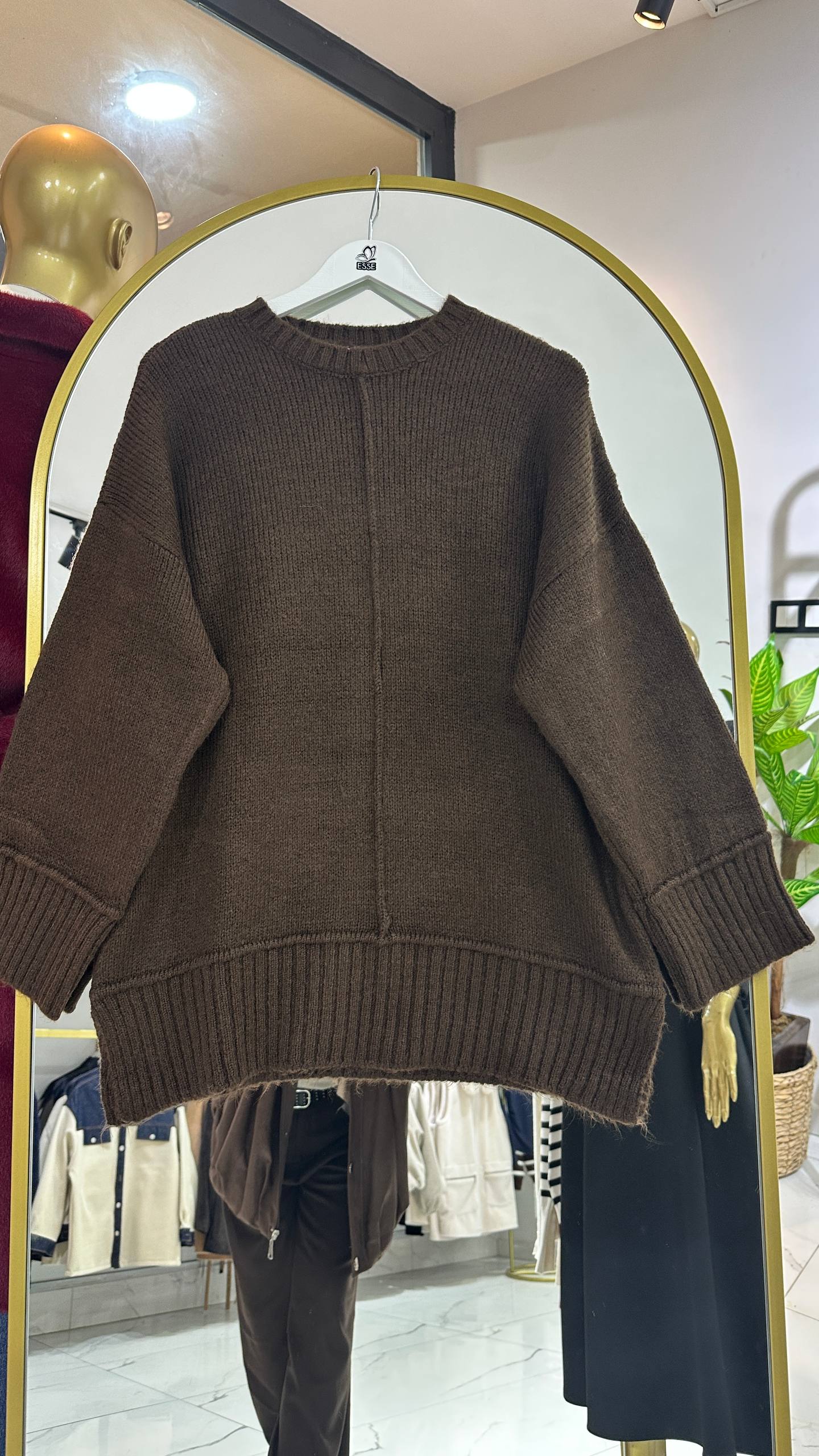 Oversize Pinterest Kazak - Kahverengi