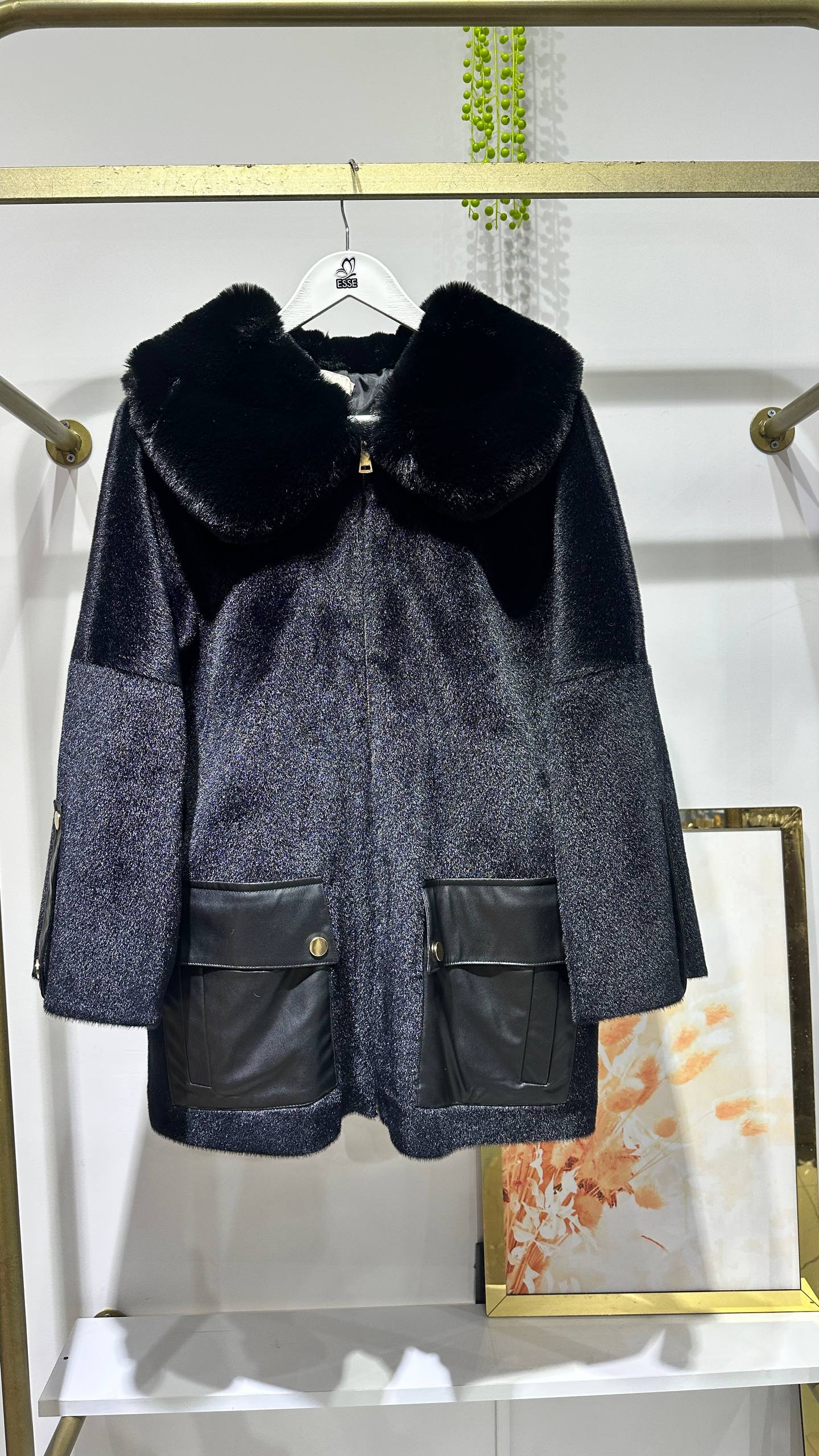 Angora Kürklü Kaban - Siyah