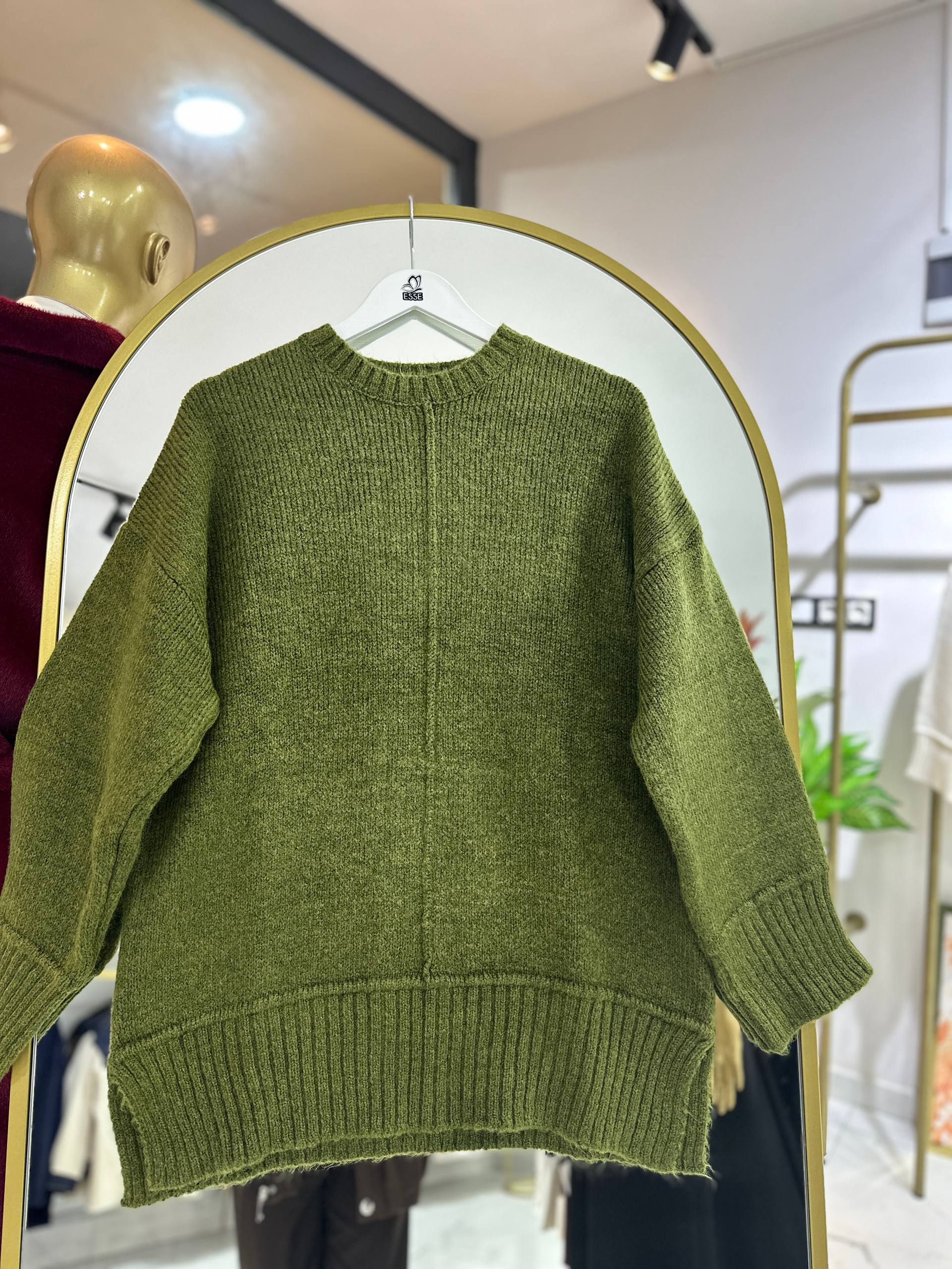 Oversize Pinterest Kazak - Acı Kahve Yeşil