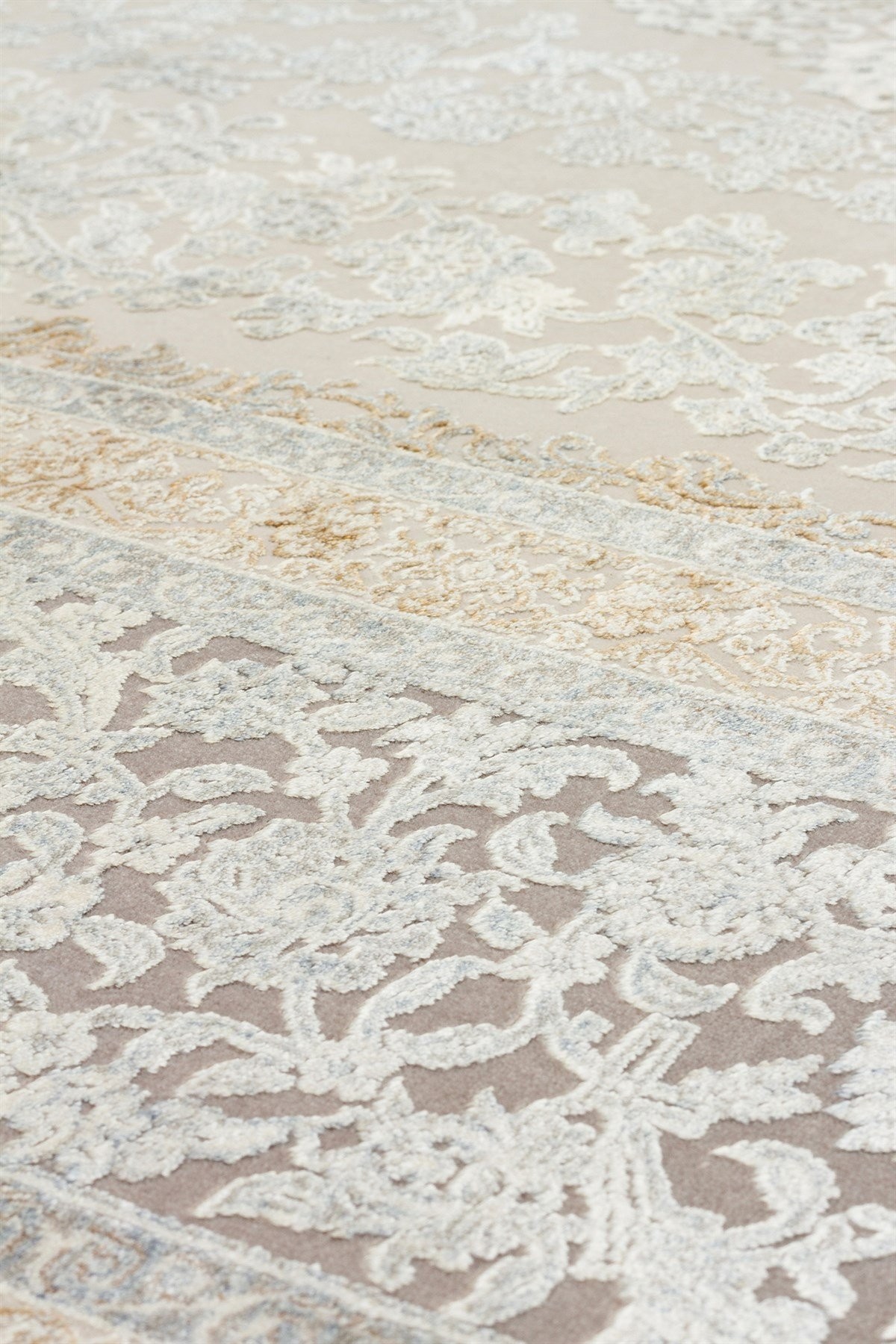 MAHAL Modern Vintage Desenli Yüksek Kalite Sık Dokuma Makine Halısı - MHL 08 CREAM-GREY